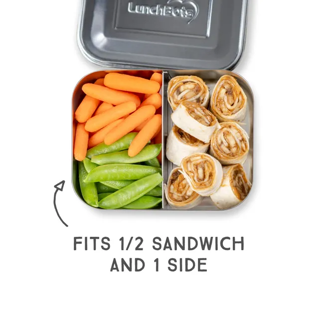 lunchbots-medium-duo-stainless-steel-bento-box-2-equal-sections-for-sandwich-sid image 1