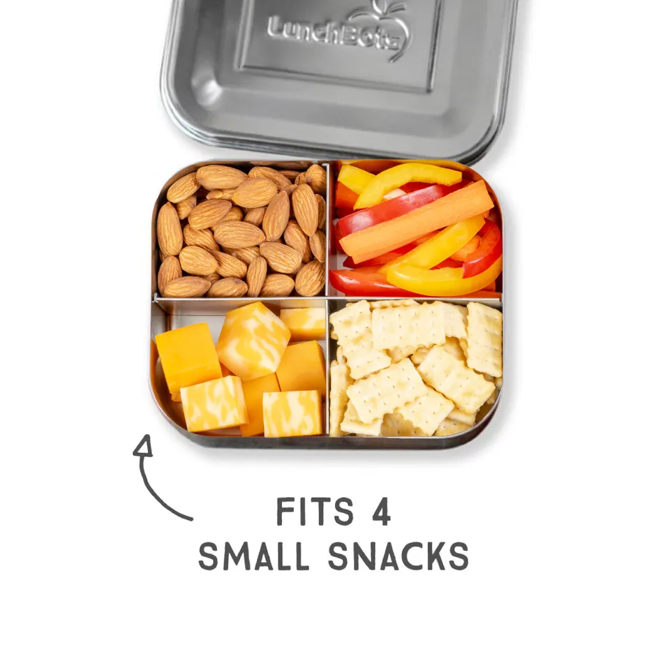 lunchbots-medium-quad-stainless-steel-bento-box-4-compartment-snack-and-toddler- image 1