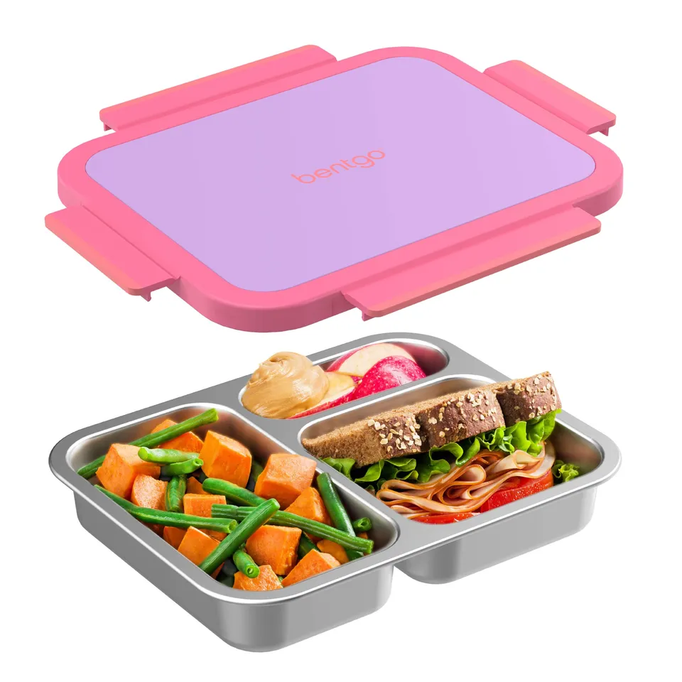 bentgo-stainless-steel-lunch-box-lilac-leak-proof-3-compartments-4-3-cup-capacit image 1
