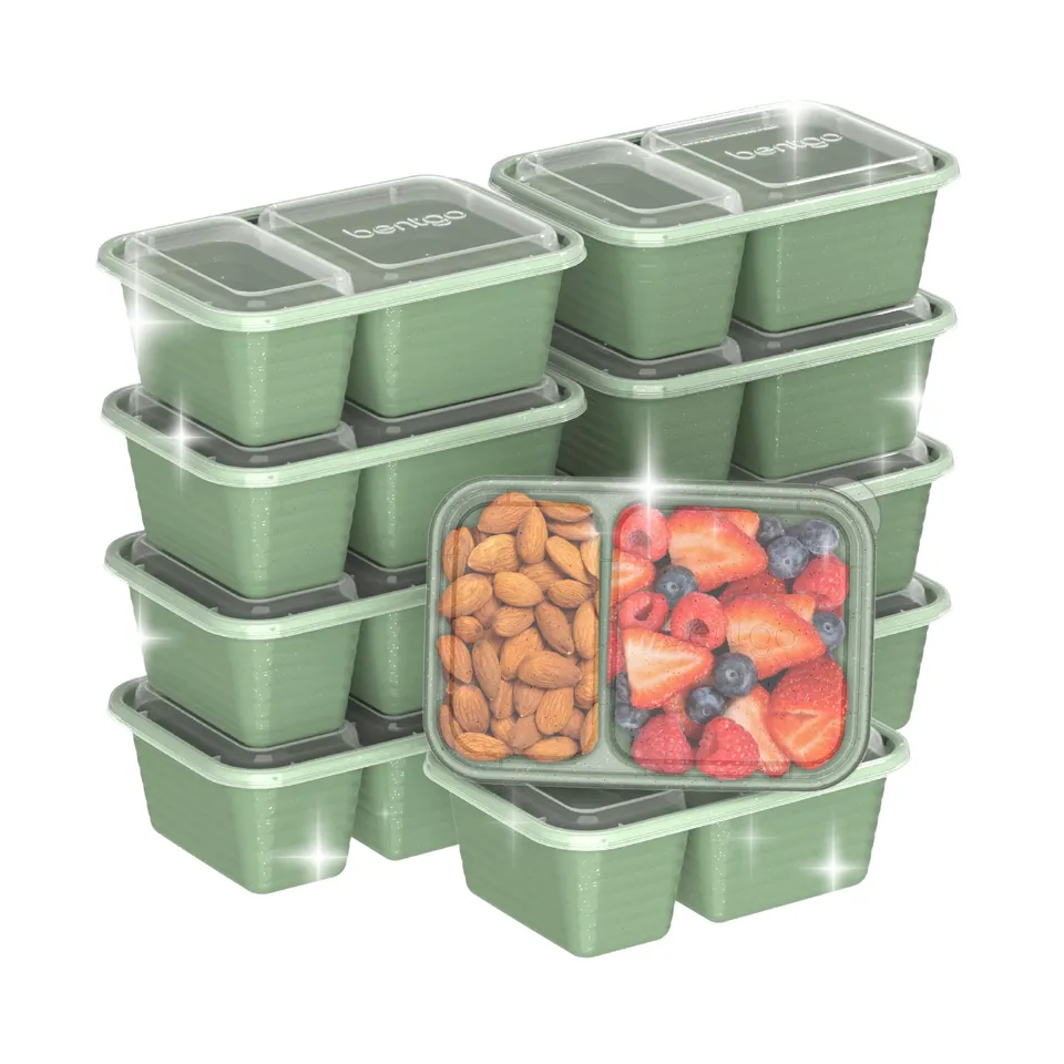 bentgo-prep-2-compartment-snack-containers-with-lids-20-piece-set-10-trays-10-li image 1