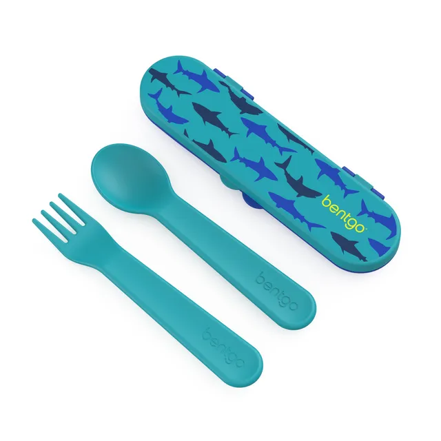 bentgo-kids-utensil-set-reusable-fork-spoon-with-slim-storage-case-for-lunch-box image 1