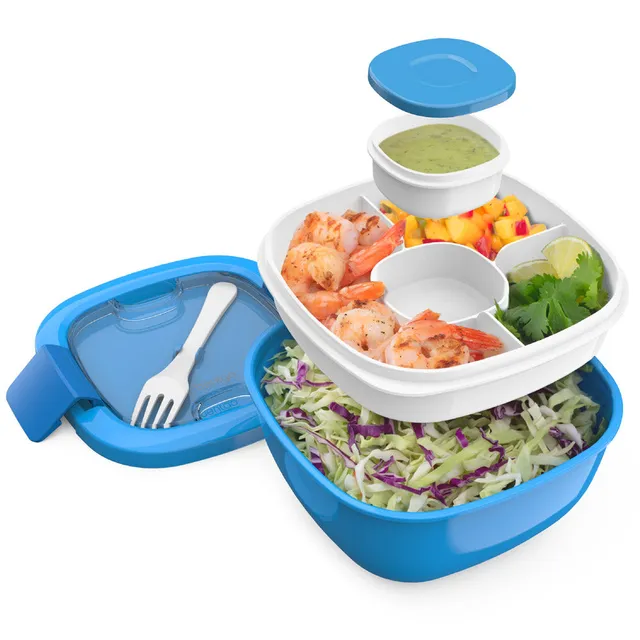 bentgo-all-in-one-salad-container-stackable-salad-bowl-with-4-compartment-toppin image 1