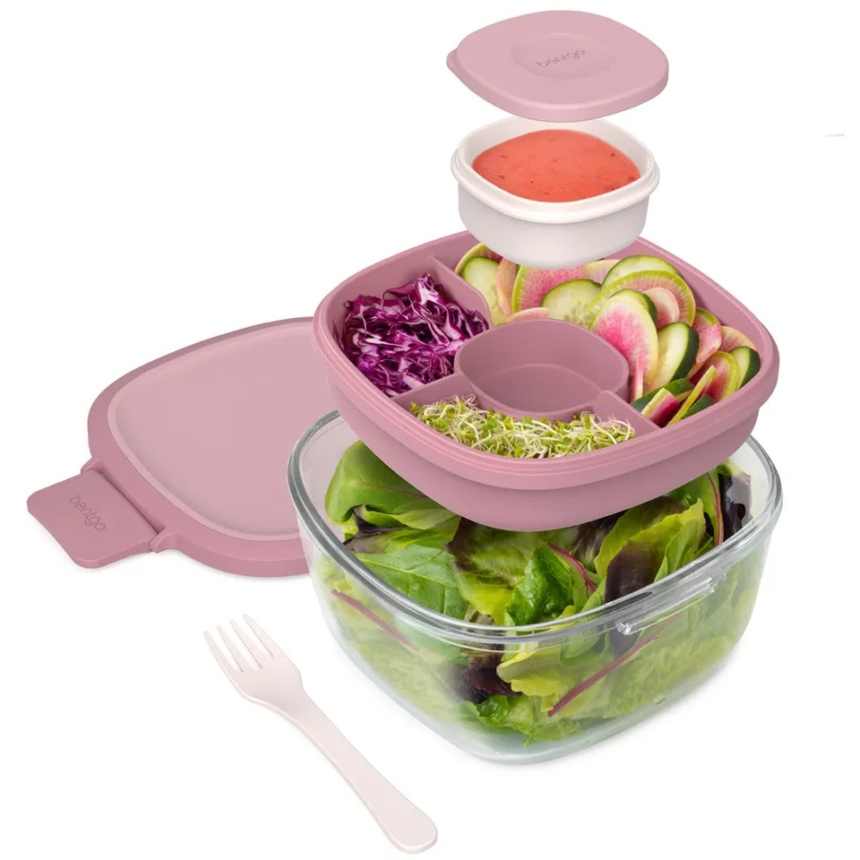 bentgo-glass-salad-container-airtight-7-6-cup-glass-salad-to-go-bowl-with-dressi image 1