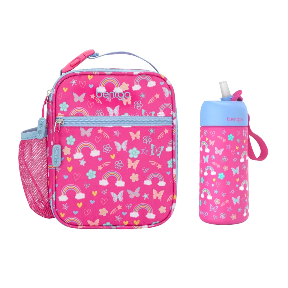 bentgo-prints-insulated-lunch-tote-set-with-kids-stainless-steel-water-bottle-ra image 1