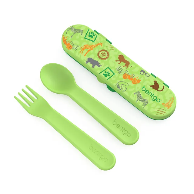 bentgo-kids-plastic-utensil-set-reusable-fork-spoon-storage-case-easy-grip-pfas- image 1