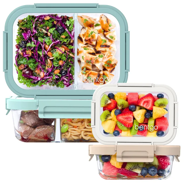 bentgo-glass-leak-proof-meal-prep-set-8-piece-1-2-compartment-glass-lunch-snack--2 image 1