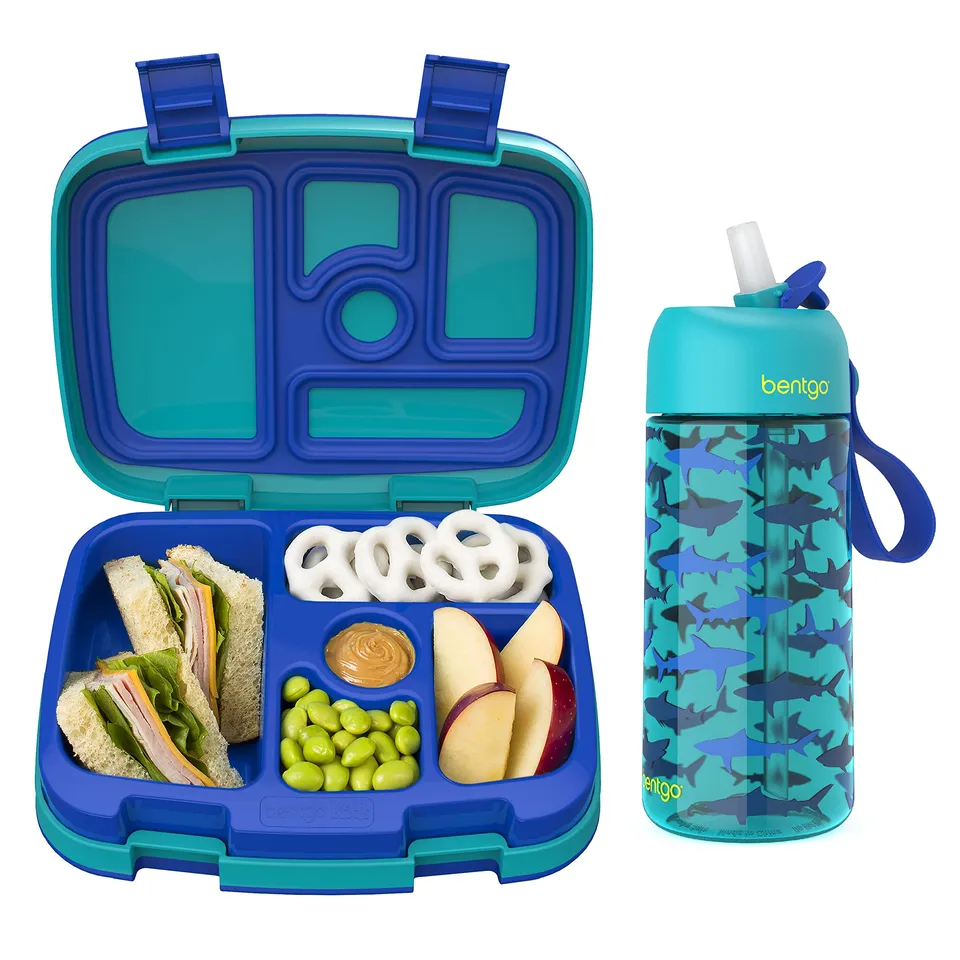 bentgo-kids-prints-pack-leak-proof-5-compartment-bento-lunch-box-with-water-bott image 1