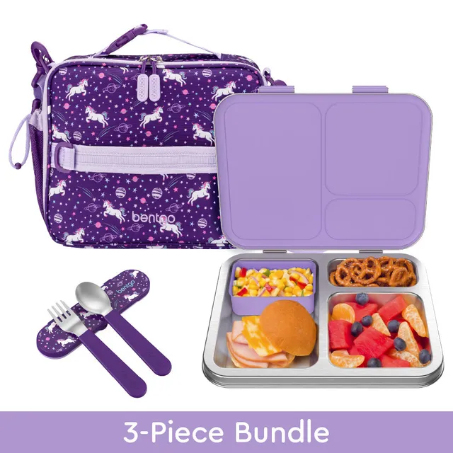 bentgo-kids-stainless-steel-lunch-set-stainless-lunch-box-prints-lunch-bag-match image 1