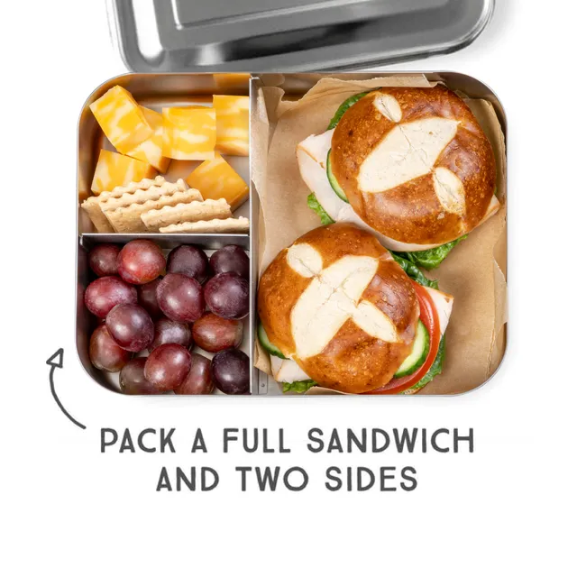 lunchbots-large-trio-stainless-steel-bento-box-3-compartments-for-full-sandwich- image 1