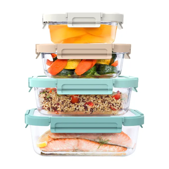 bentgo-glass-leak-proof-food-storage-set-8-piece-stackable-1-compartment-meal-pr image 1