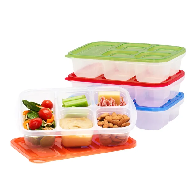 bentgo-easyboxes-8-piece-stackable-5-compartment-food-container-set-4-trays-4-li image 1