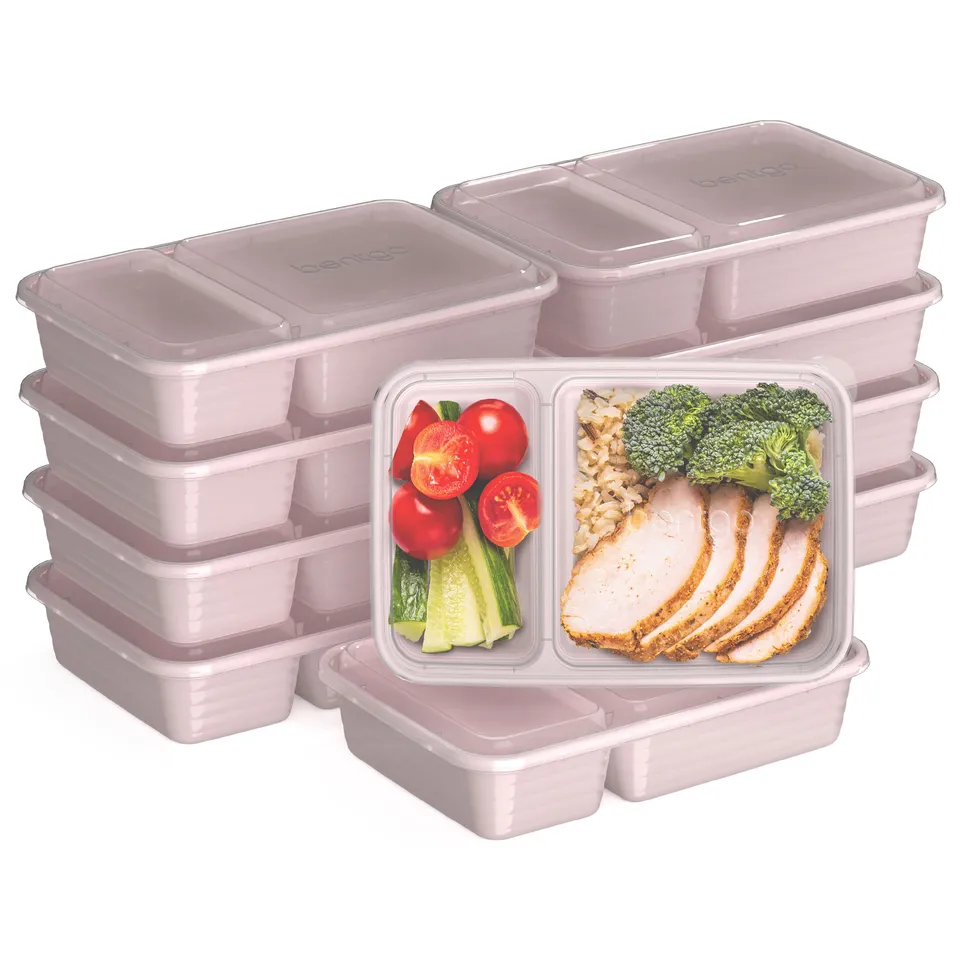 bentgo-prep-2-compartment-meal-prep-containers-20-piece-set-10-reusable-3-cup-tr image 1