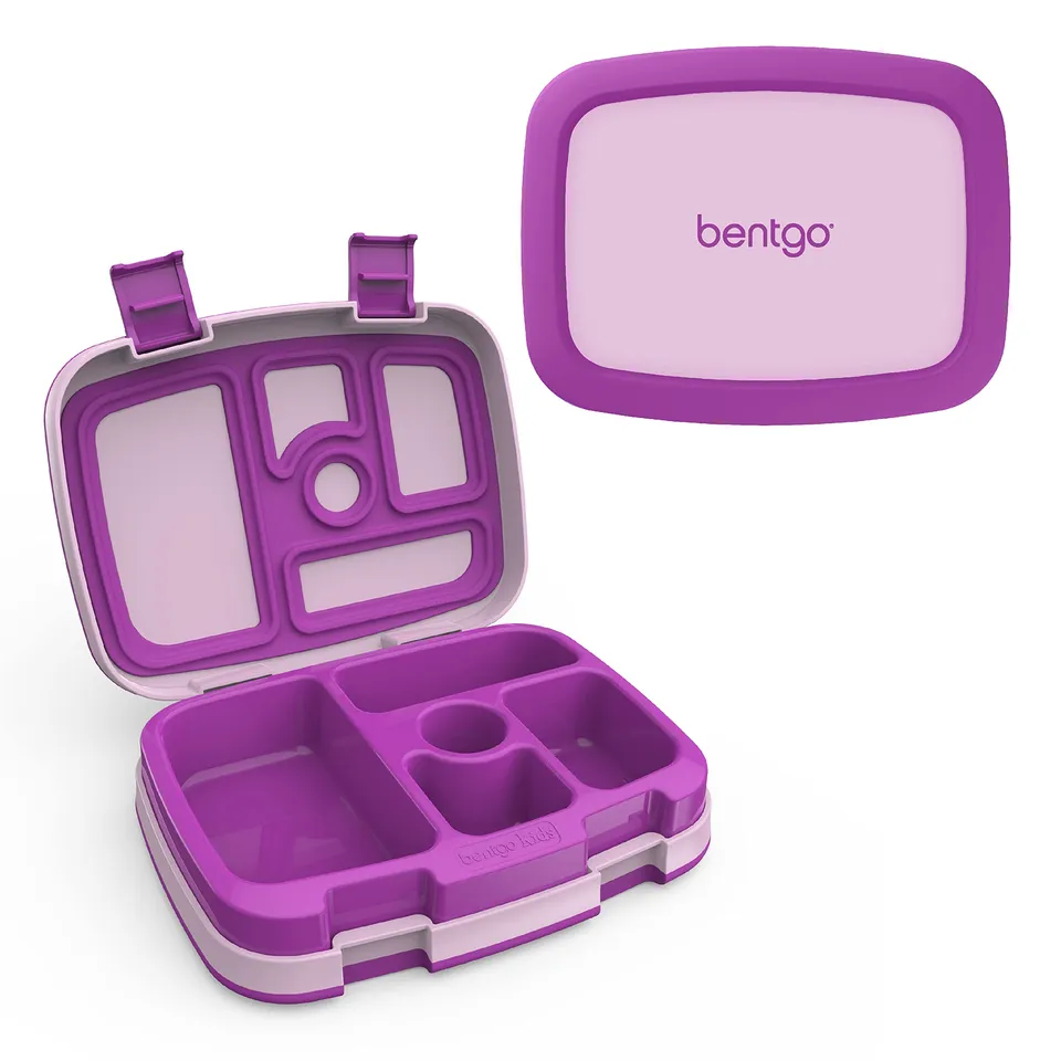 bentgo-kids-leak-proof-bento-style-lunch-box-purple-5-compartments-microwave-dis image 1