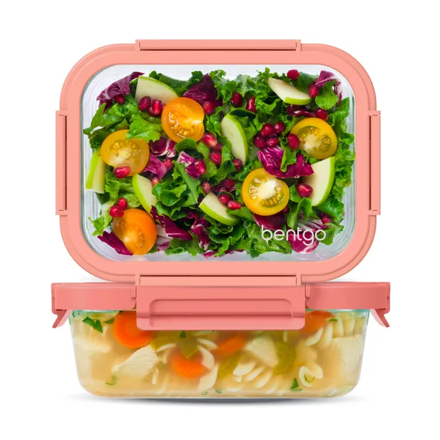 bentgo-glass-leak-proof-food-storage-set-coral-wash-4-piece-stackable-1-compartm image 1