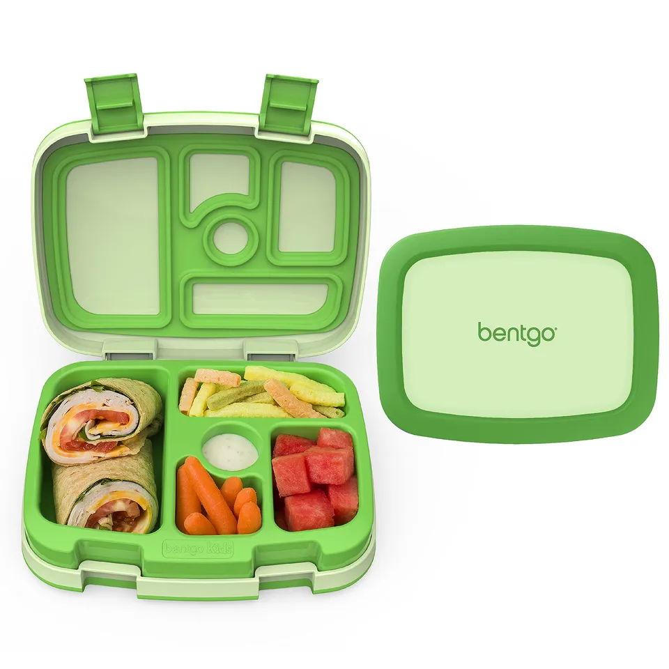 bentgo-kids-bento-style-lunch-box-green-bpa-free-leak-proof-drop-proof-5-compart image 1