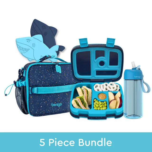 bentgo-kids-prints-5-piece-back-to-lunch-set-leak-proof-lunch-box-bag-water-bott image 1