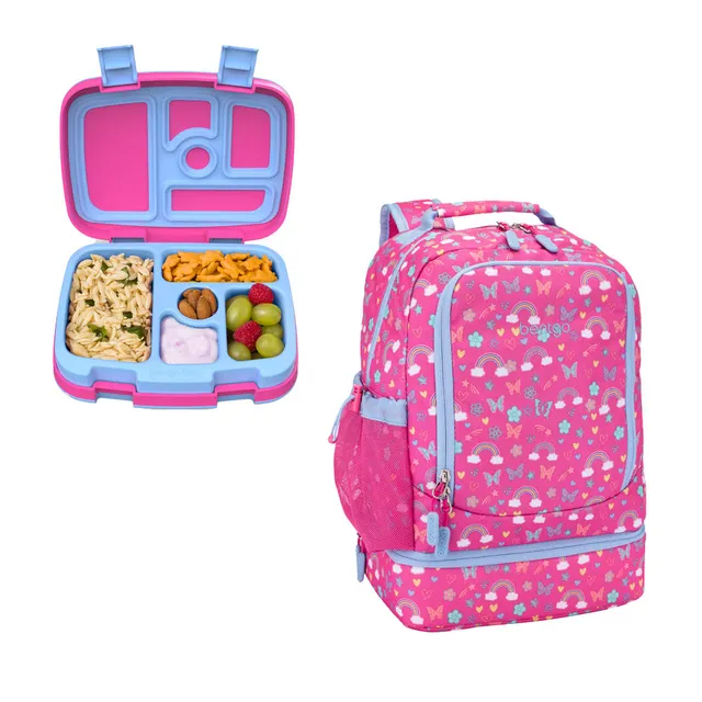 bentgo-kids-prints-lunch-box-2-in-1-backpack-lunch-bag-bundle-5-compartment-leak image 1