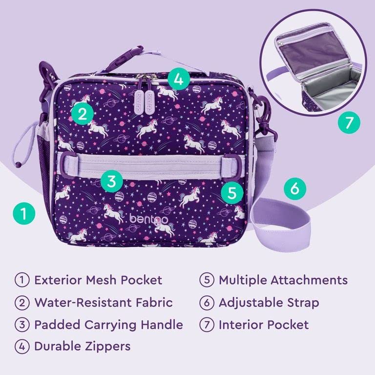 bentgo-kids-lunch-bag-set-with-water-bottle-unicorn-insulated-water-resistant-ki image 7