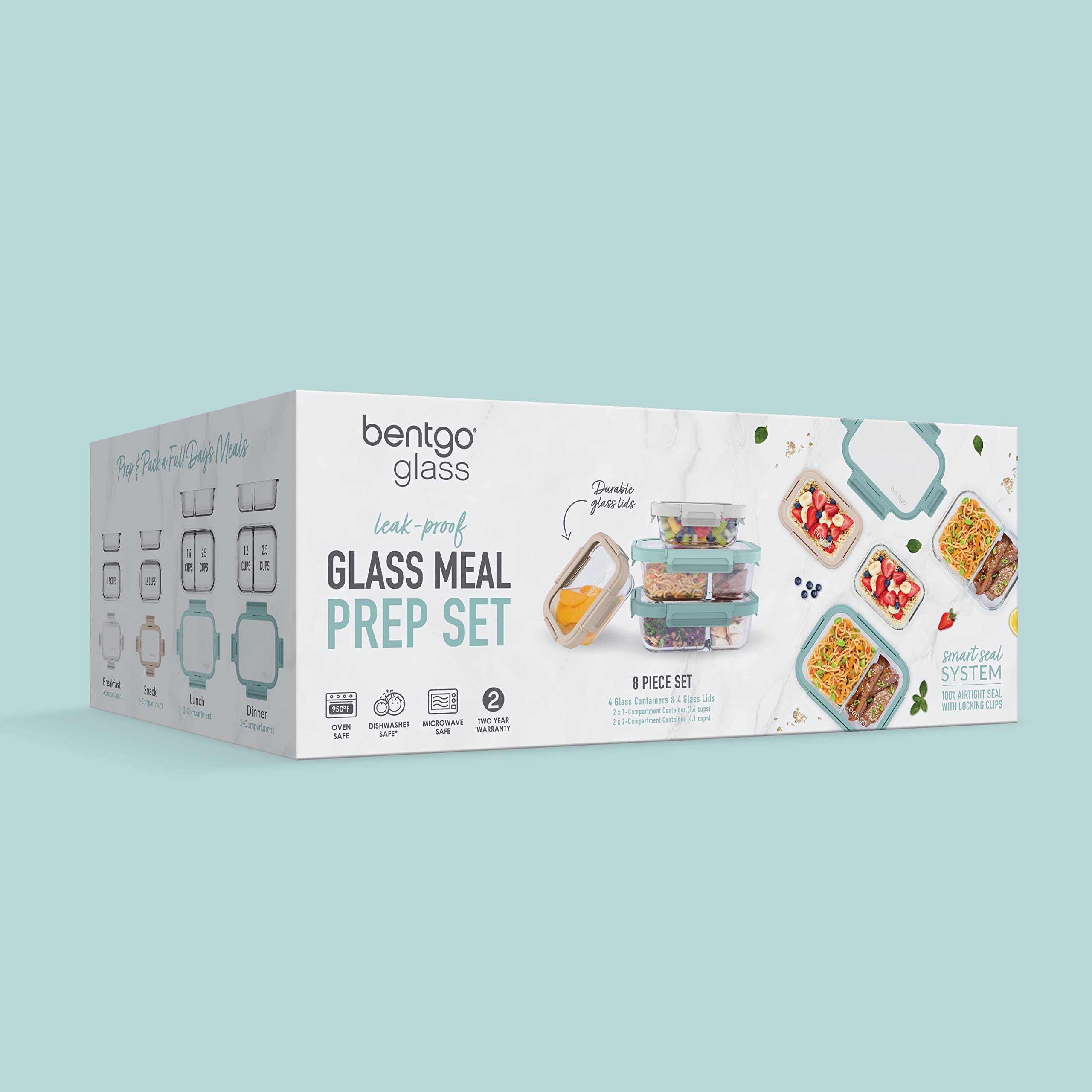 bentgo-glass-leak-proof-meal-prep-set-8-piece-1-2-compartment-glass-lunch-snack--2 image 8