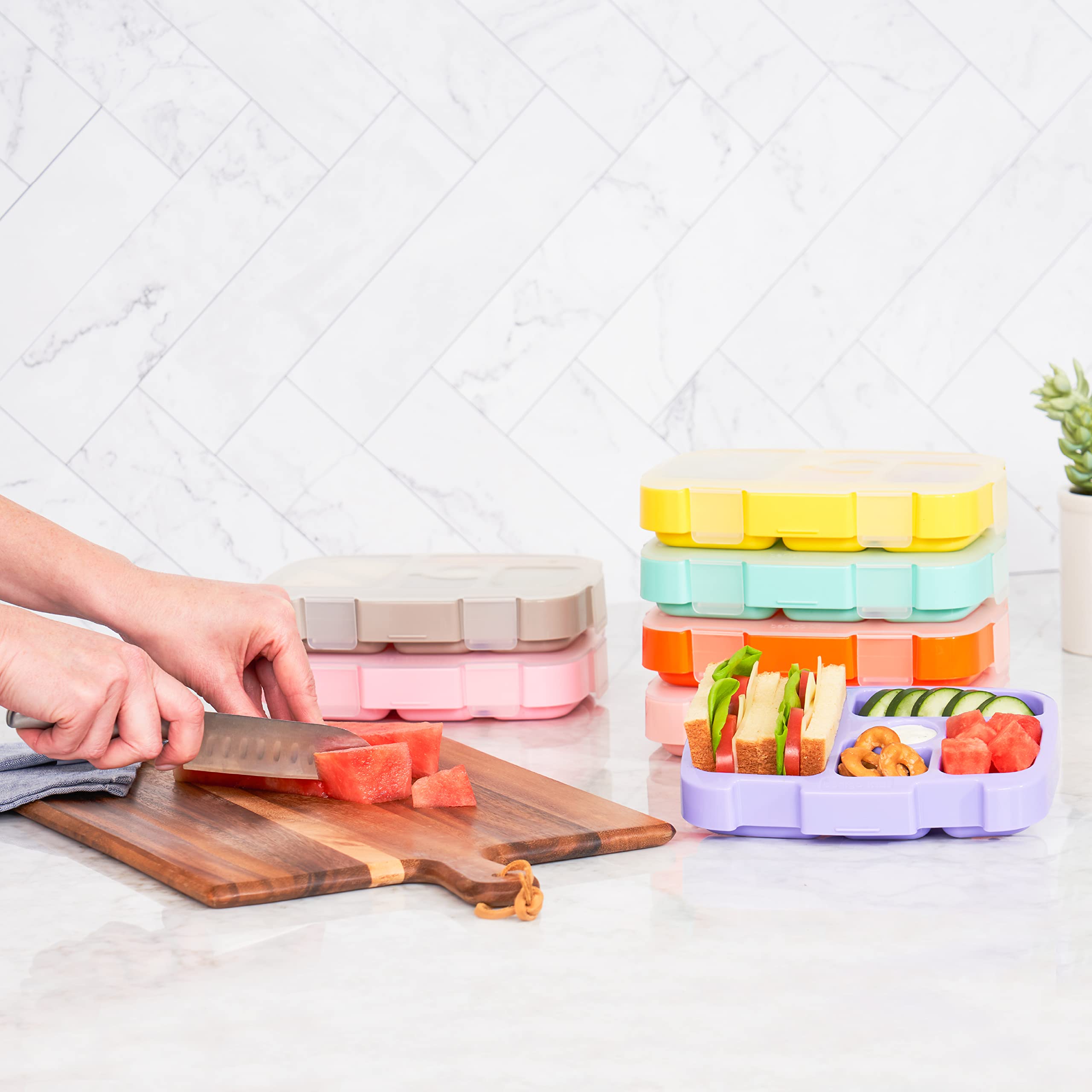 bentgo-kids-prints-tray-with-transparent-cover-5-compartment-portion-control-mea image 2