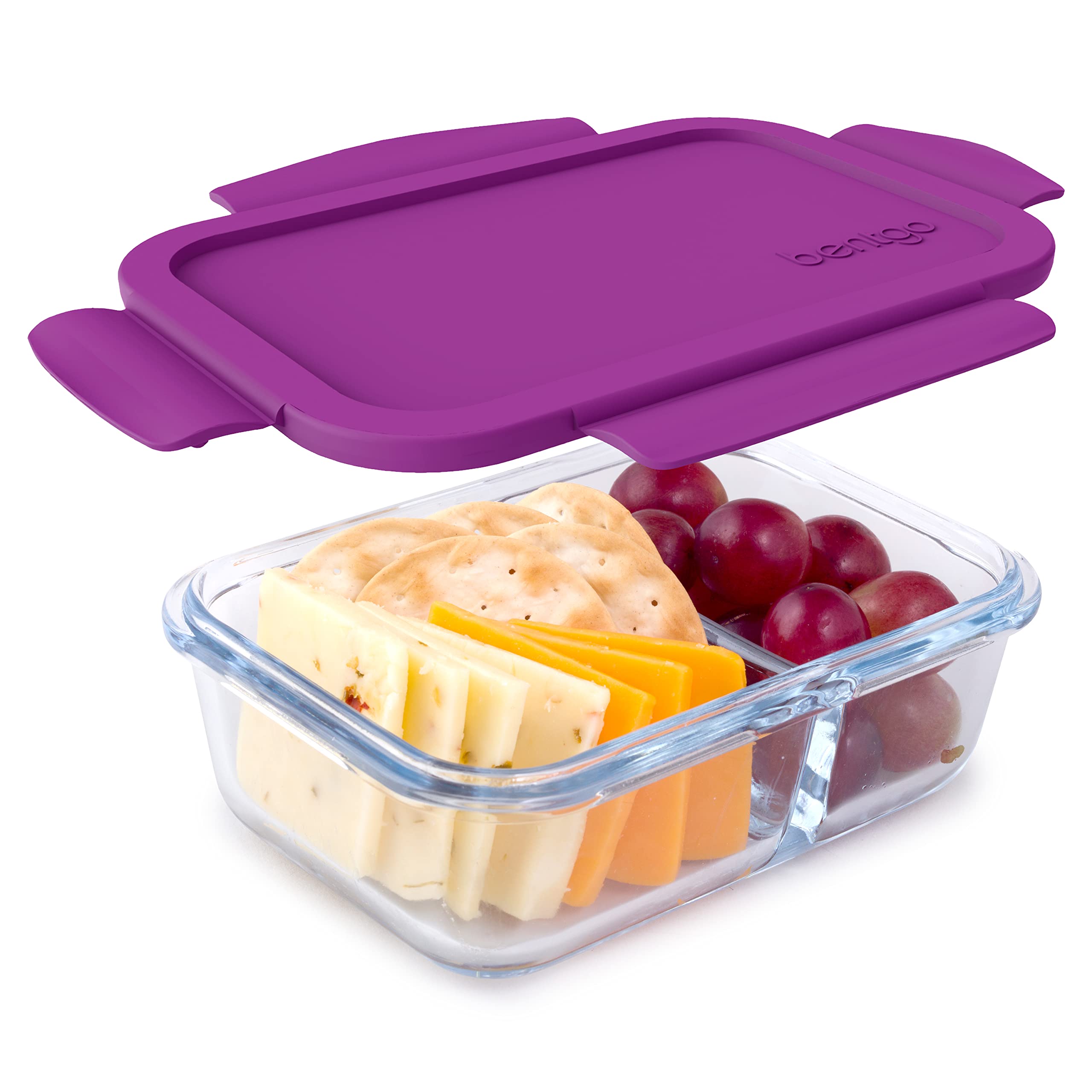 bentgo-glass-snack-purple-leak-proof-bento-style-2-compartment-glass-snack-conta image 1