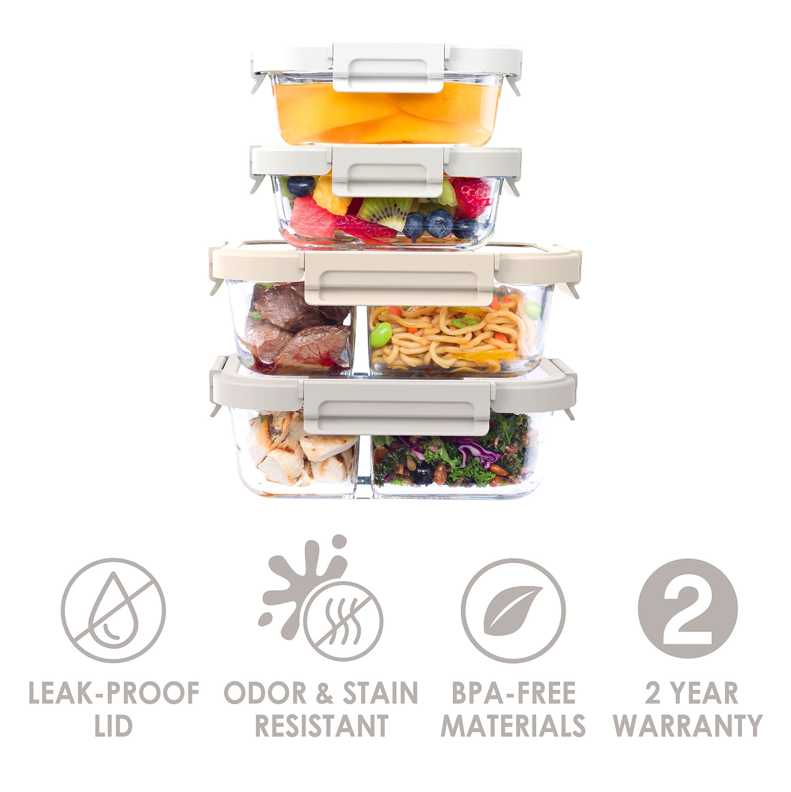 bentgo-glass-leak-proof-meal-prep-set-8-piece-1-2-compartment-glass-lunch-snack- image 3