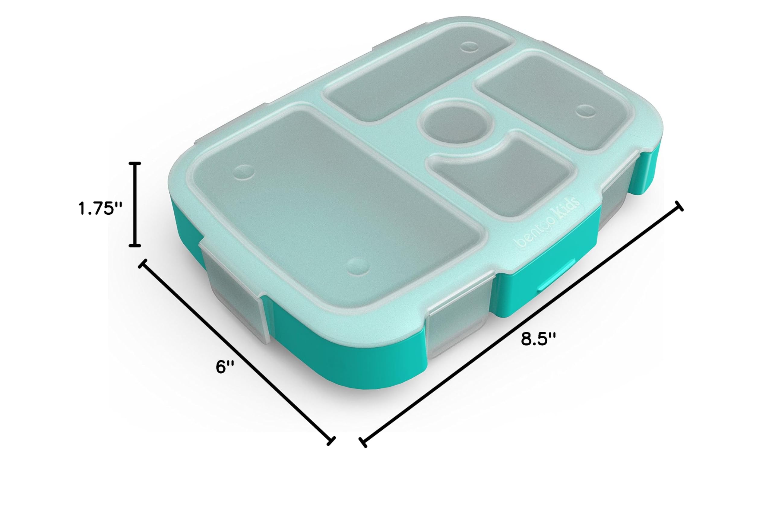 bentgo-kids-brights-tray-aqua-with-transparent-cover-5-compartment-bpa-free-port image 4