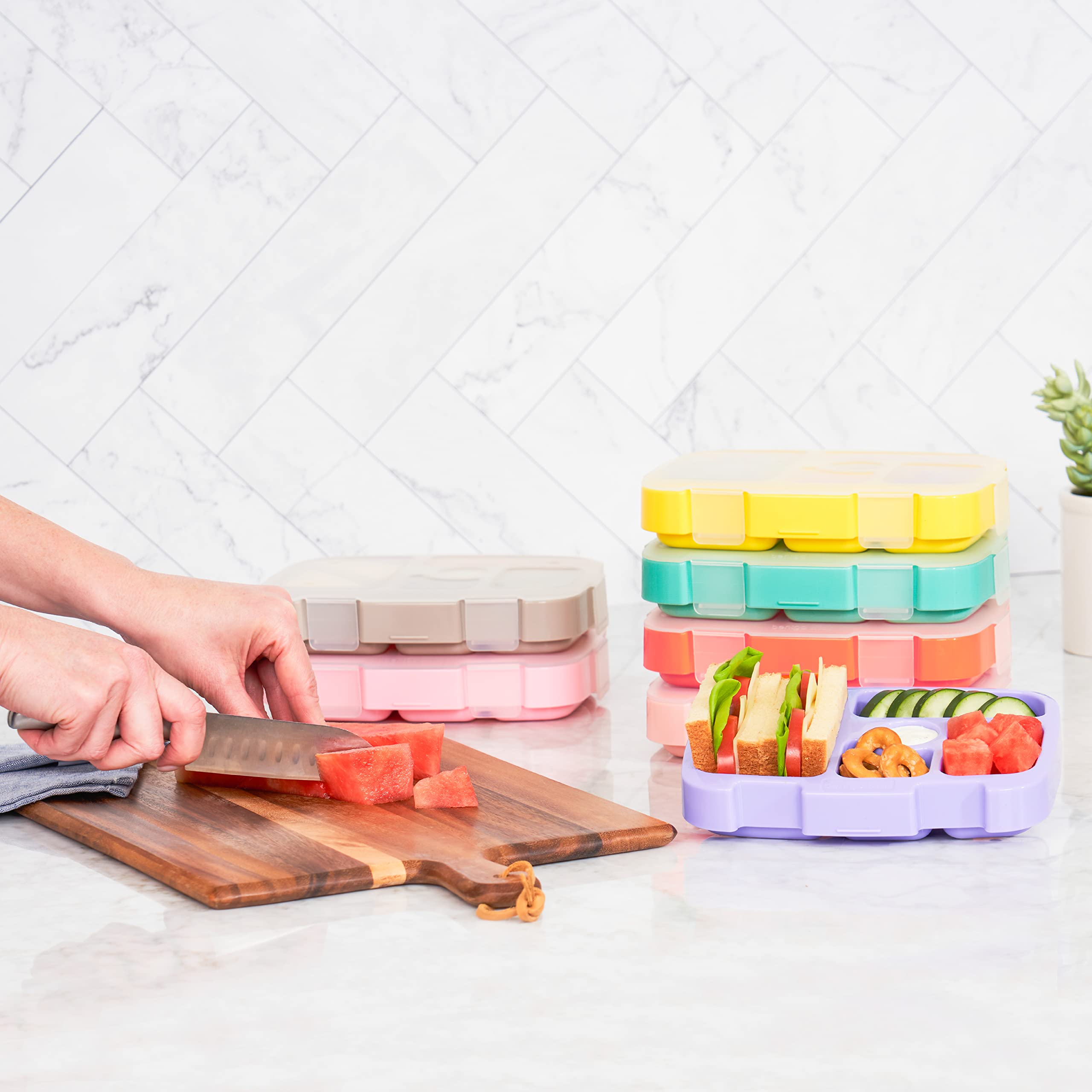 bentgo-kids-tray-with-transparent-cover-blue-5-compartment-bpa-free-lunch-prep-s image 2