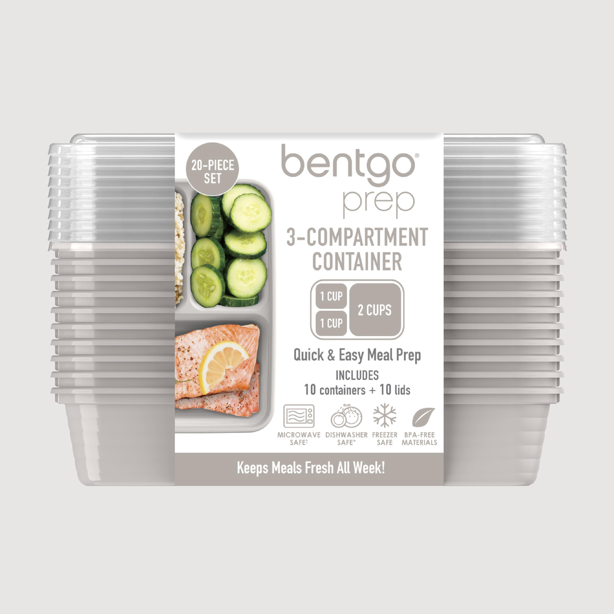 bentgo-prep-20-piece-3-compartment-reusable-meal-prep-containers-with-lids-4-cup image 8