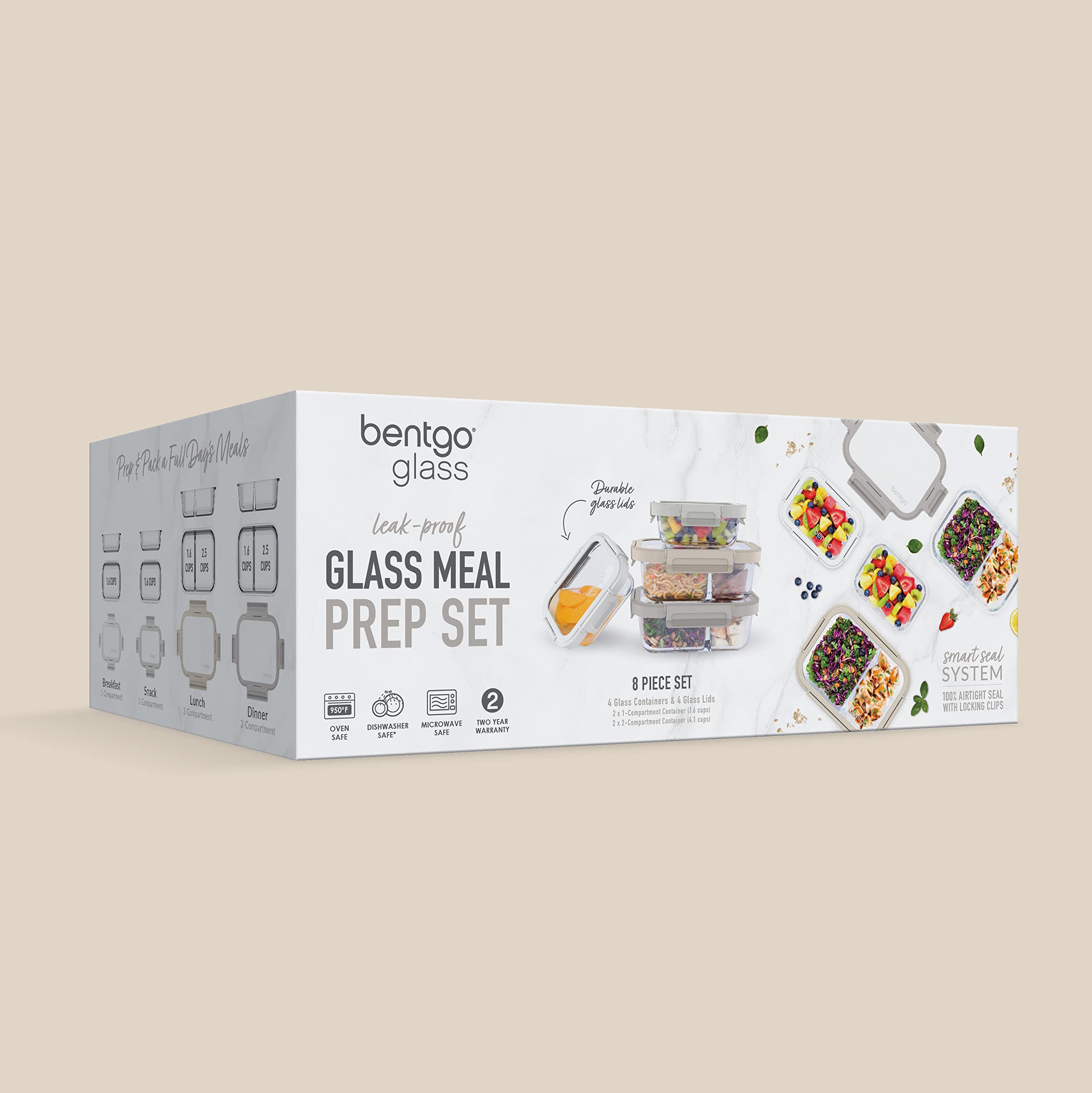 bentgo-glass-leak-proof-meal-prep-set-8-piece-1-2-compartment-glass-lunch-snack- image 8