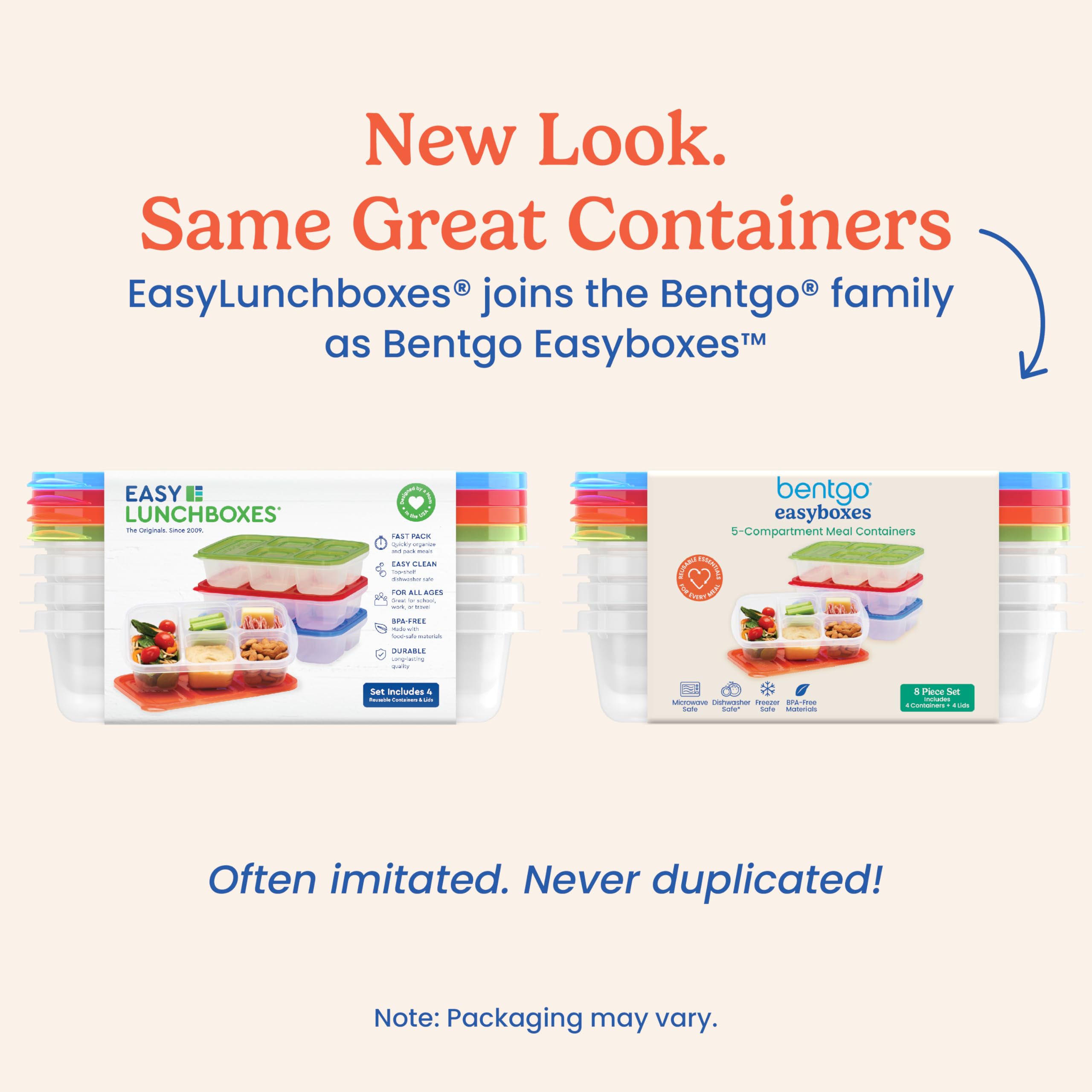 bentgo-easyboxes-8-piece-stackable-5-compartment-food-container-set-4-trays-4-li image 5