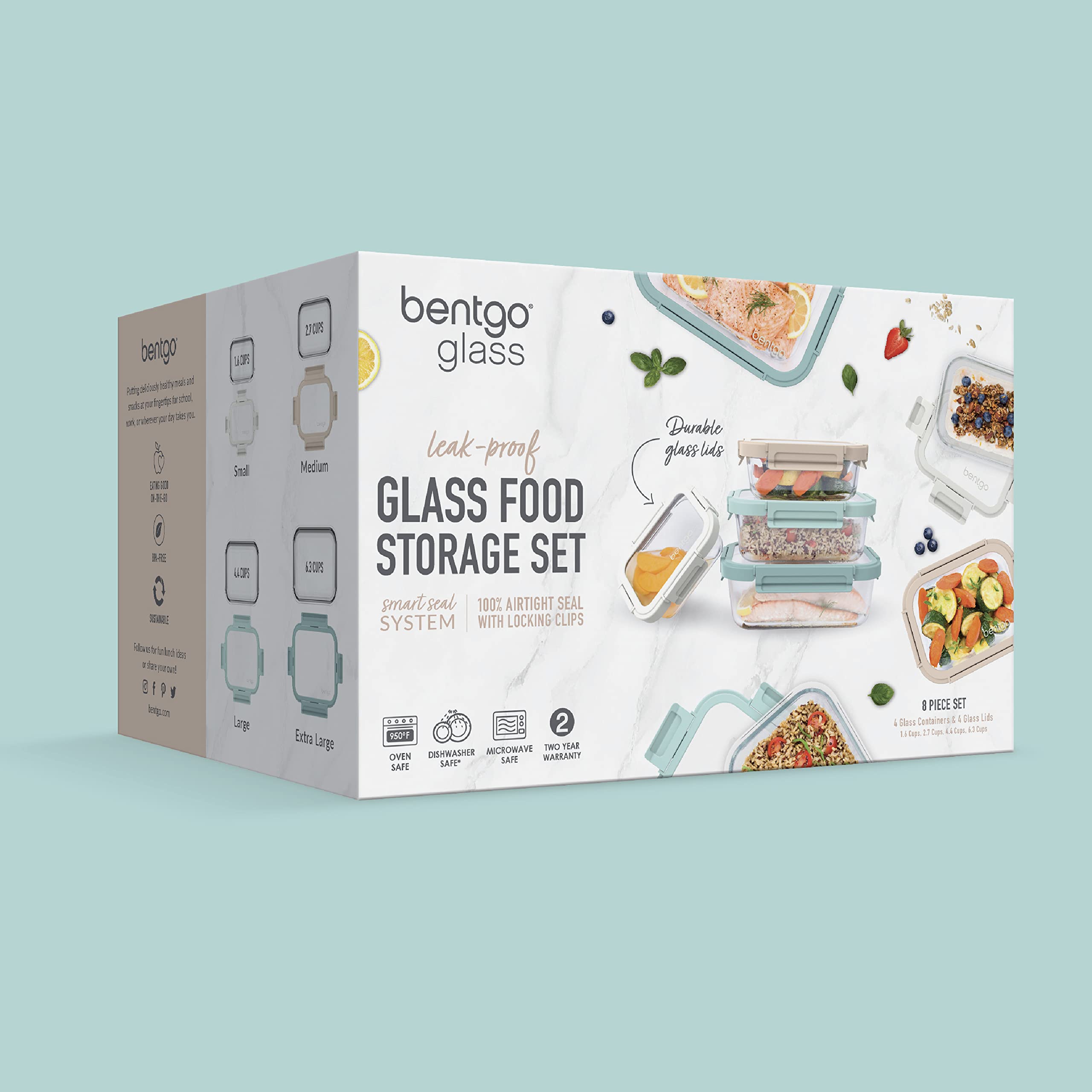 bentgo-glass-leak-proof-food-storage-set-8-piece-stackable-1-compartment-meal-pr image 8