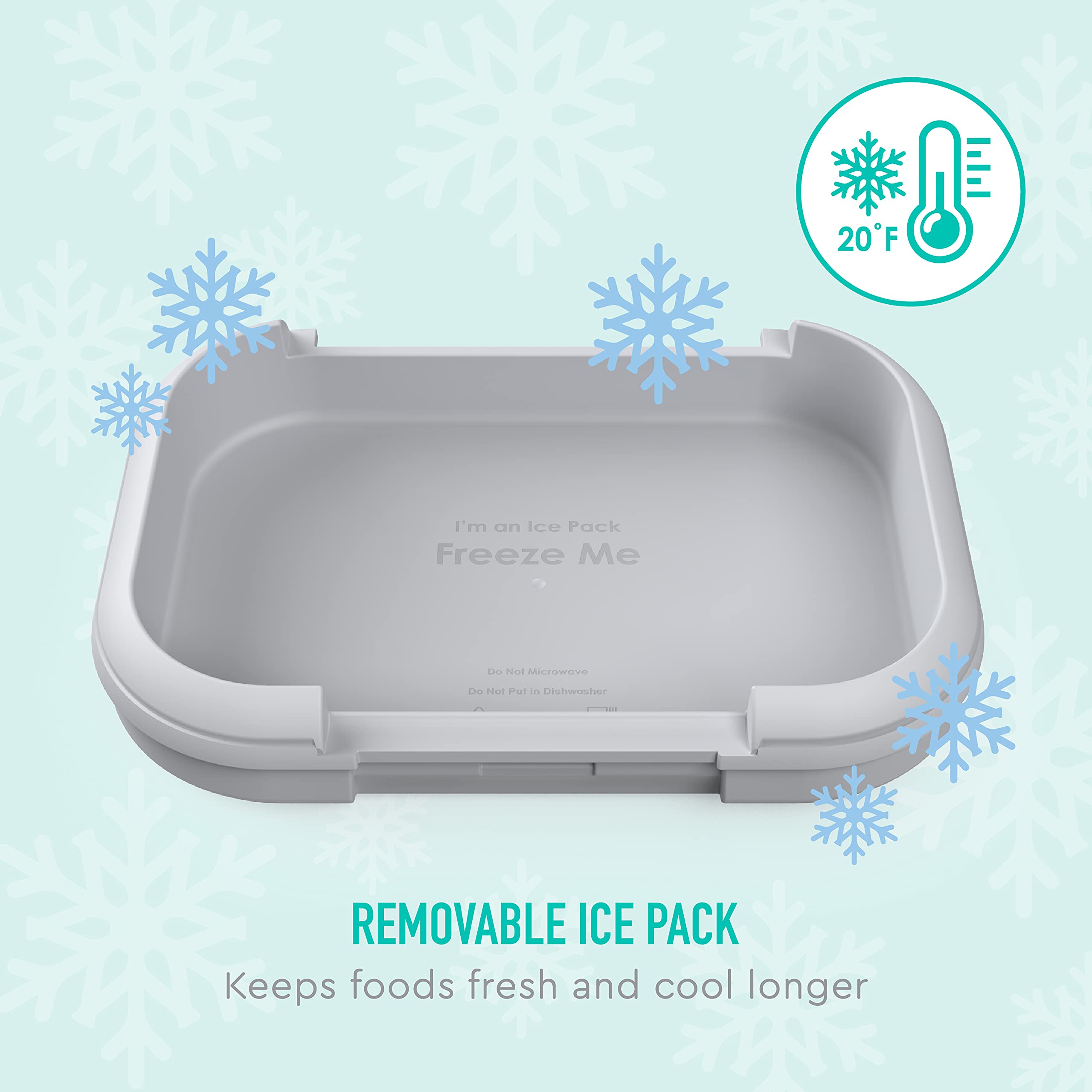 bentgo-kids-chill-replacement-ice-pack-gray-removable-built-in-freezer-pack-for- image 2