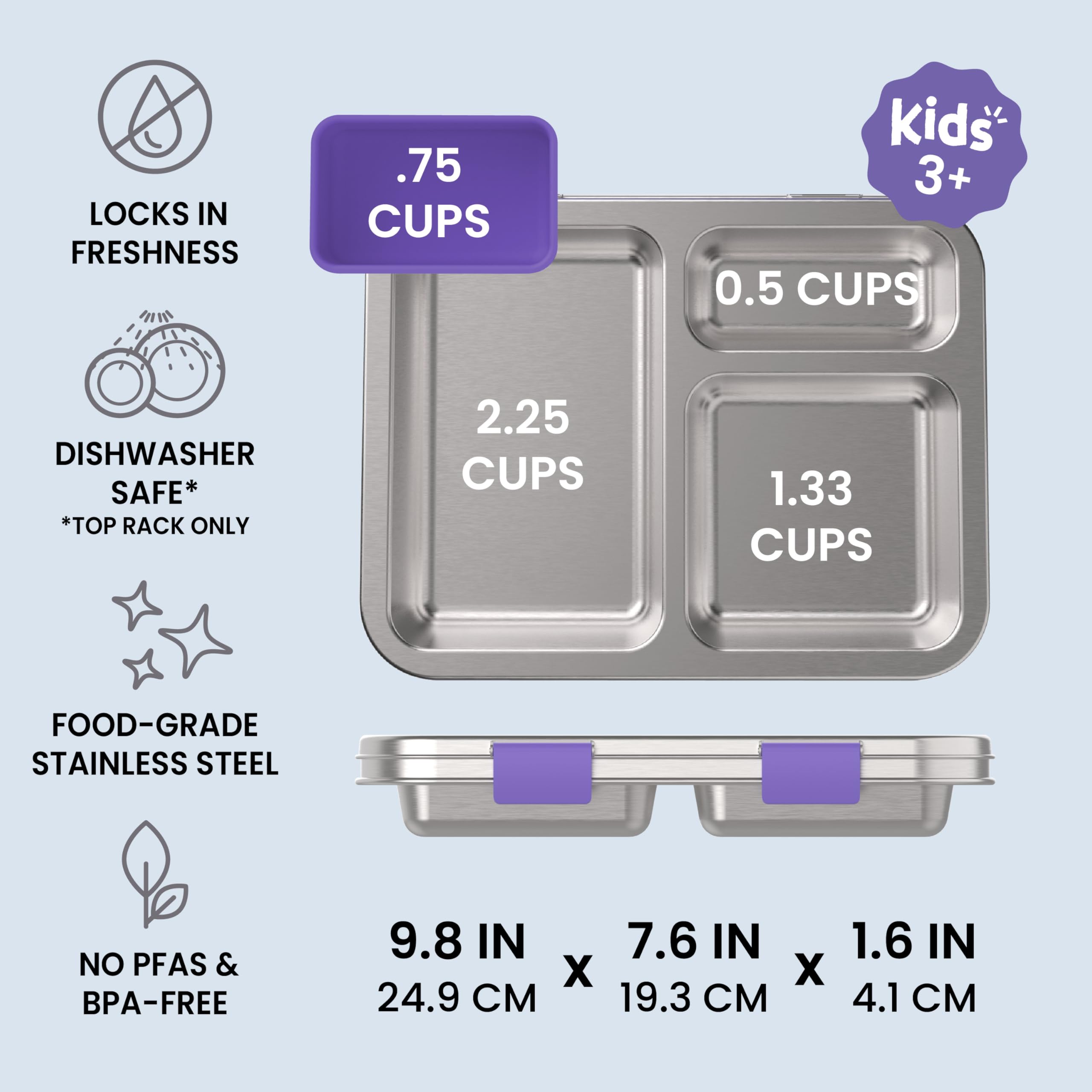 bentgo-kids-stainless-steel-leak-resistant-lunch-box-3-compartments-bonus-silico image 3
