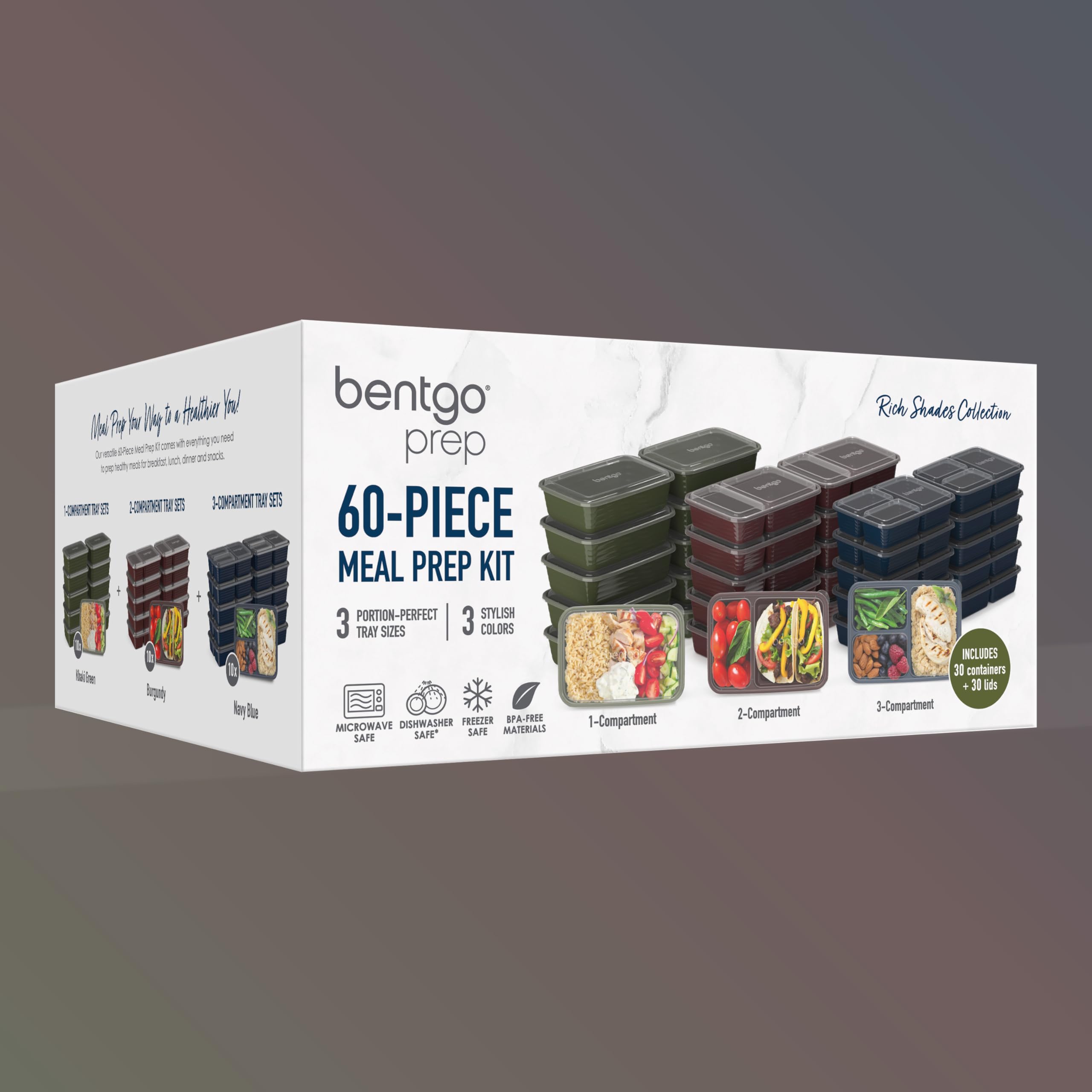 bentgo-prep-60-piece-meal-prep-kit-reusable-pfas-bpa-free-1-2-3-compartment-cont image 8