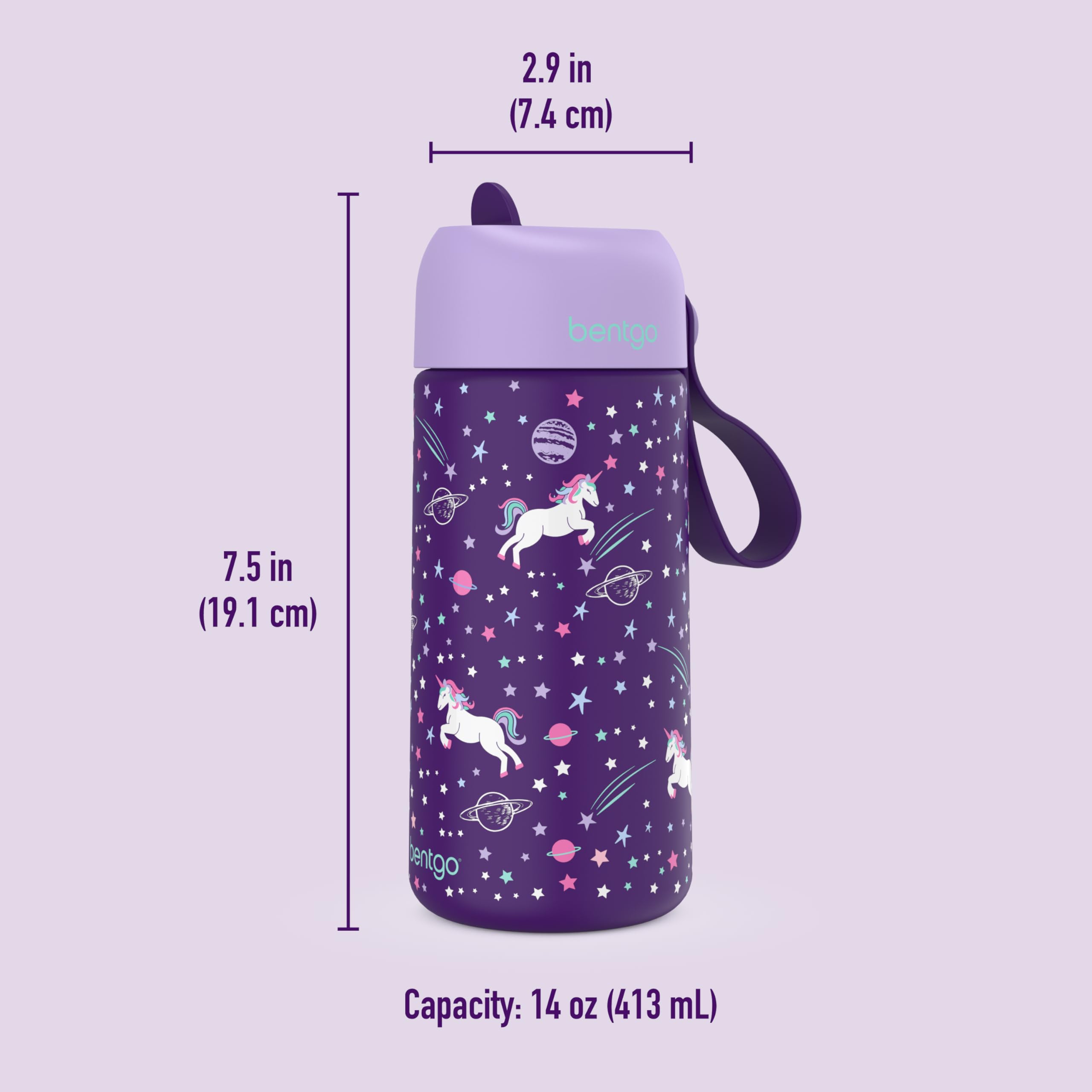 bentgo-kids-stainless-steel-insulated-water-bottle-14oz-leak-proof-flip-straw-cu image 7