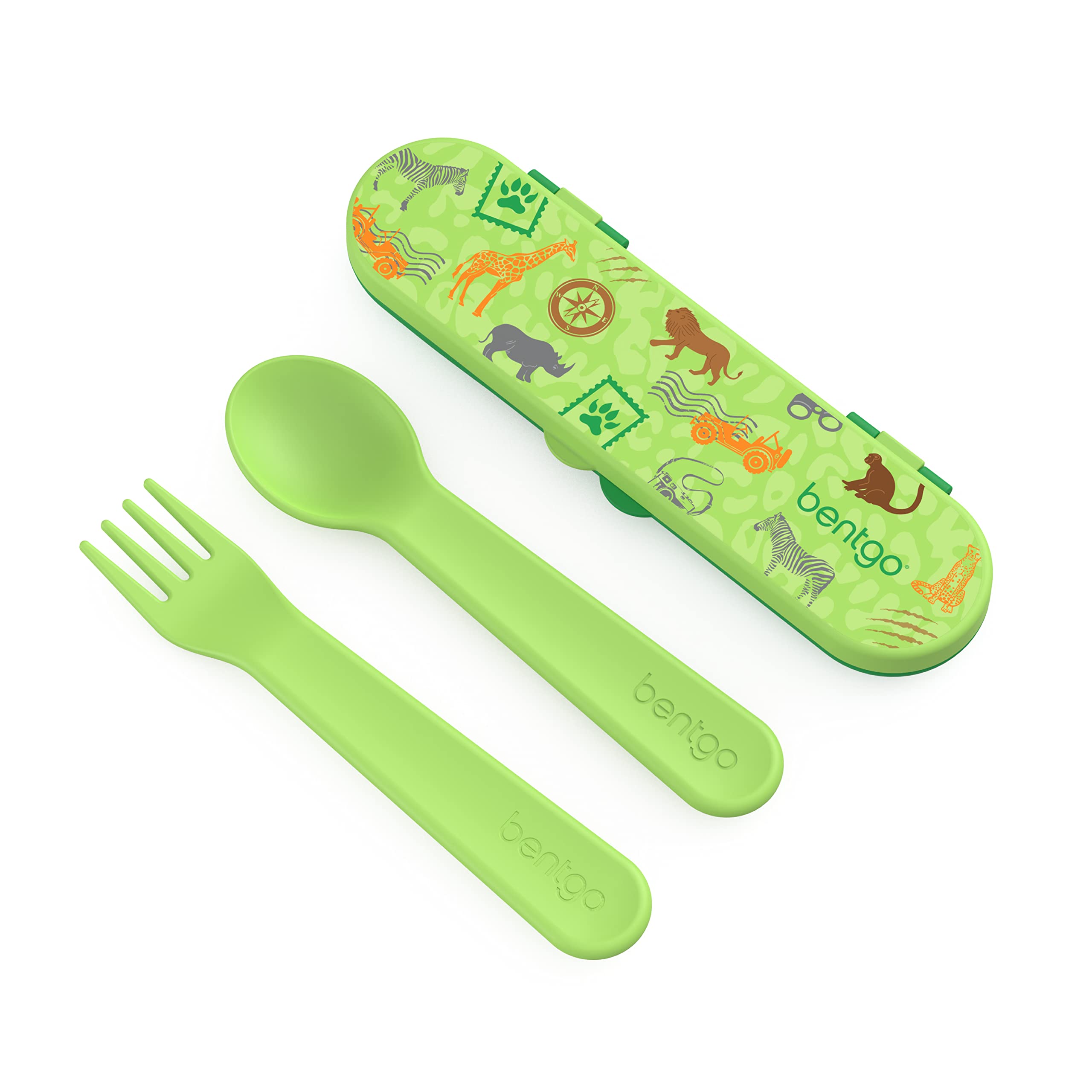 bentgo-kids-plastic-utensil-set-reusable-fork-spoon-storage-case-easy-grip-pfas- image 1
