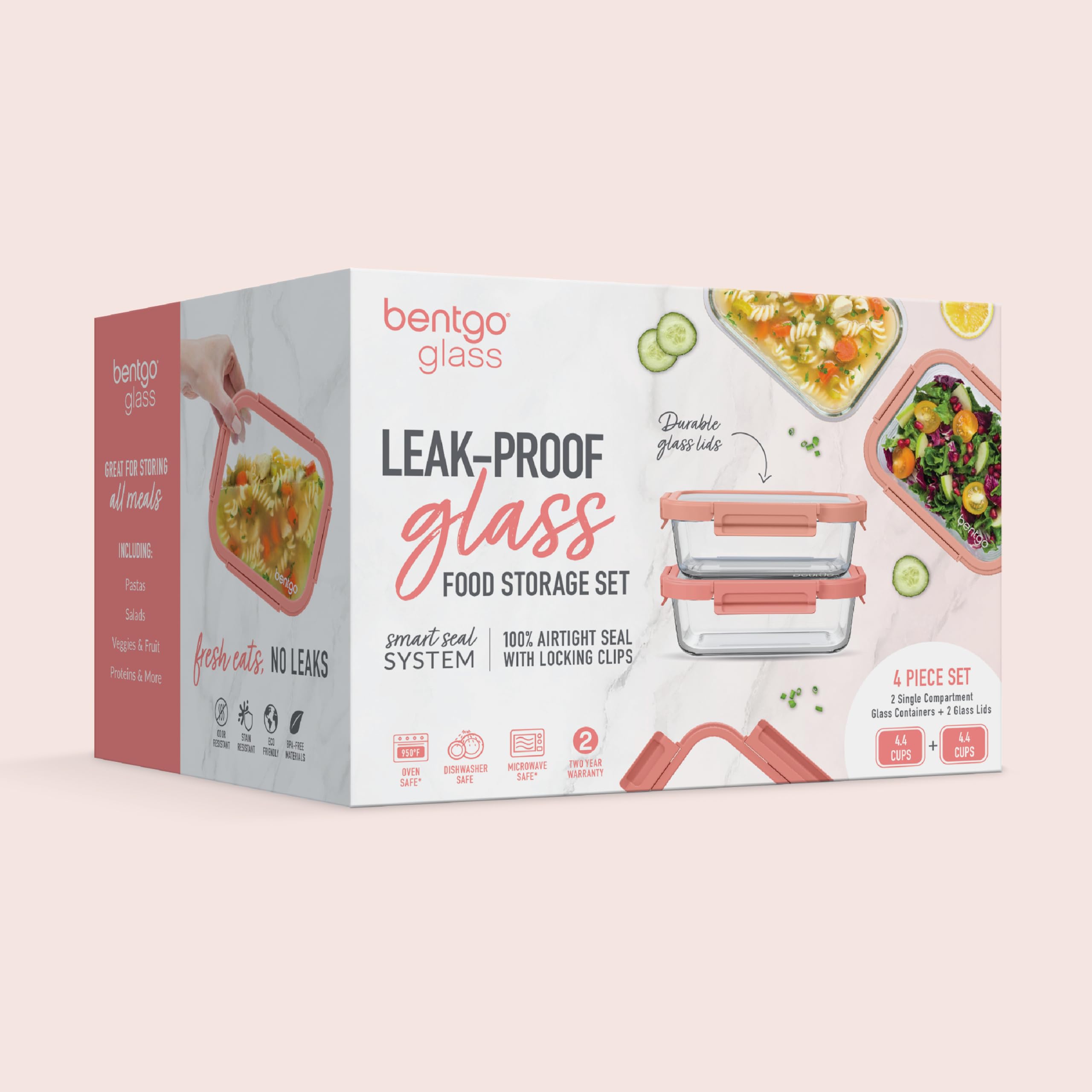 bentgo-glass-leak-proof-food-storage-set-coral-wash-4-piece-stackable-1-compartm image 7