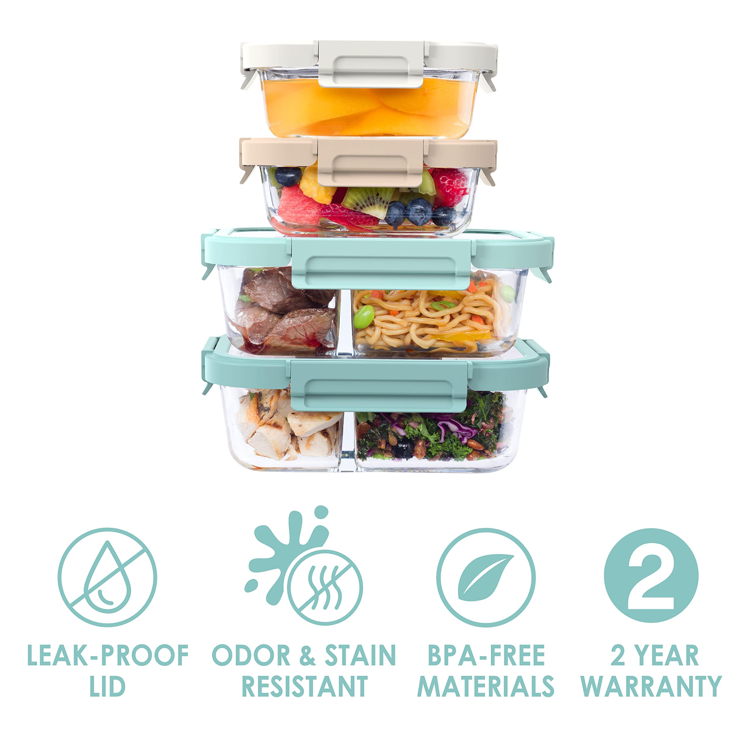 bentgo-glass-leak-proof-meal-prep-set-8-piece-1-2-compartment-glass-lunch-snack--2 image 3