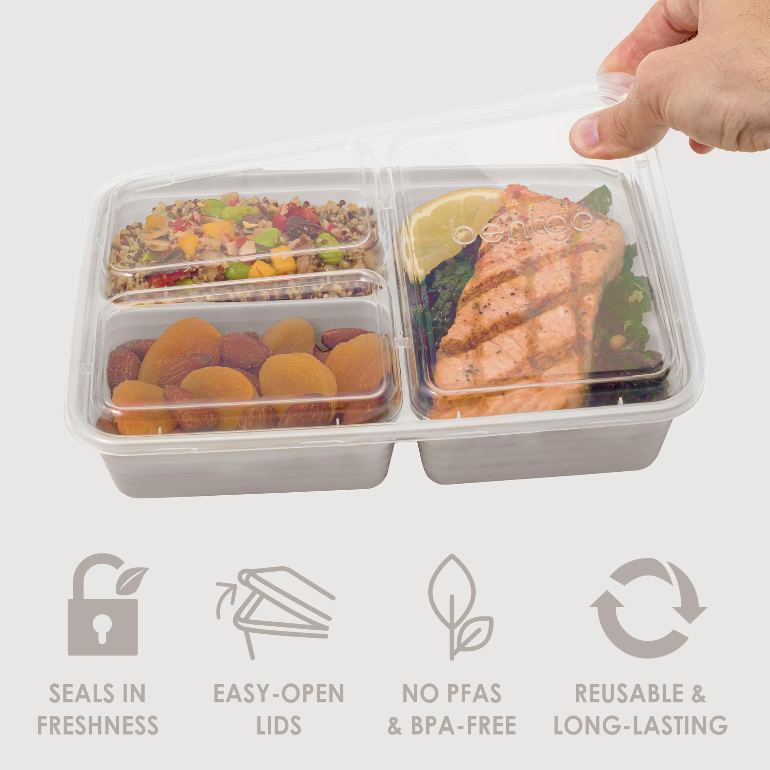 bentgo-prep-20-piece-3-compartment-reusable-meal-prep-containers-with-lids-4-cup image 4