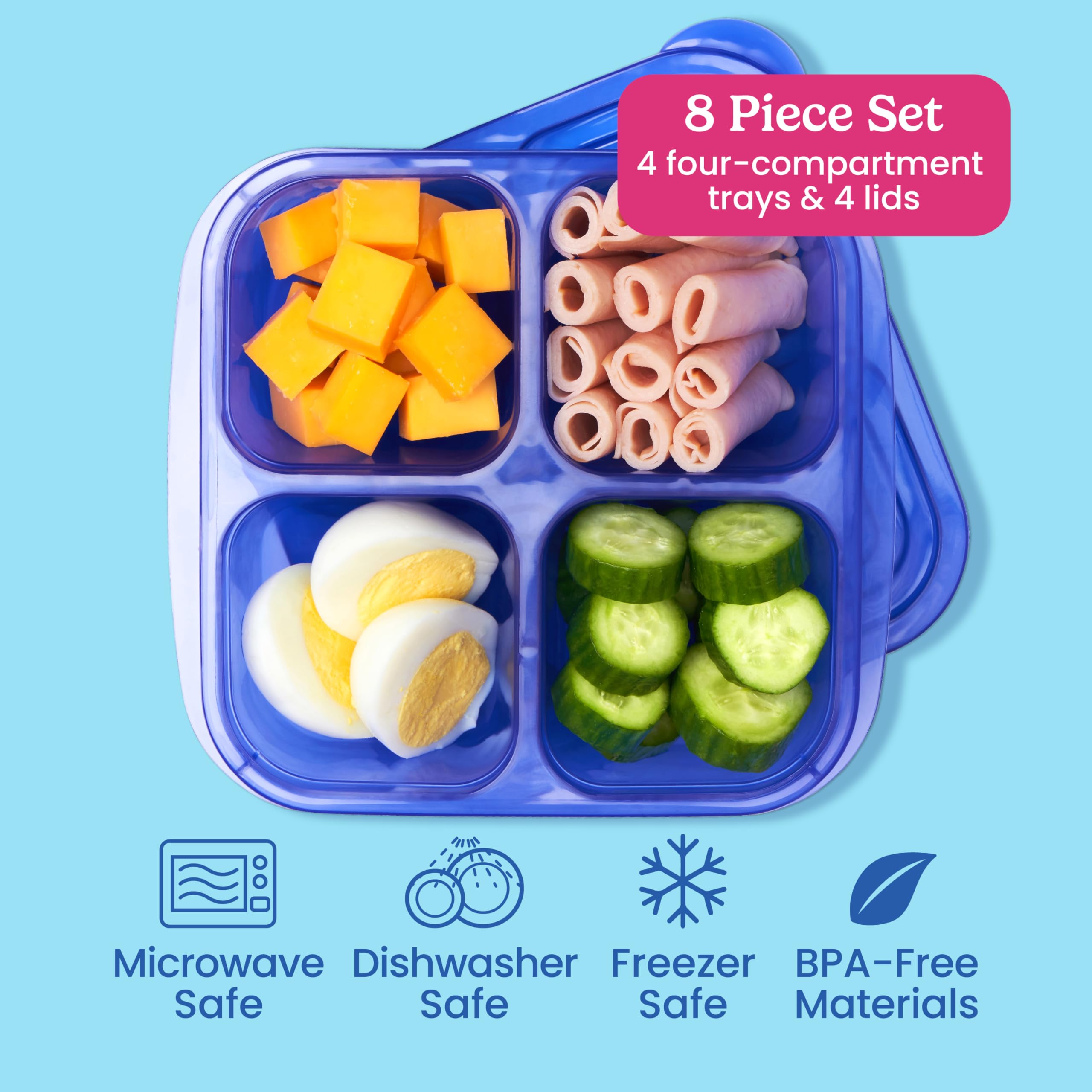 bentgo-easyboxes-4-compartment-snack-containers-8-piece-set-4-trays-4-tabbed-lid image 3