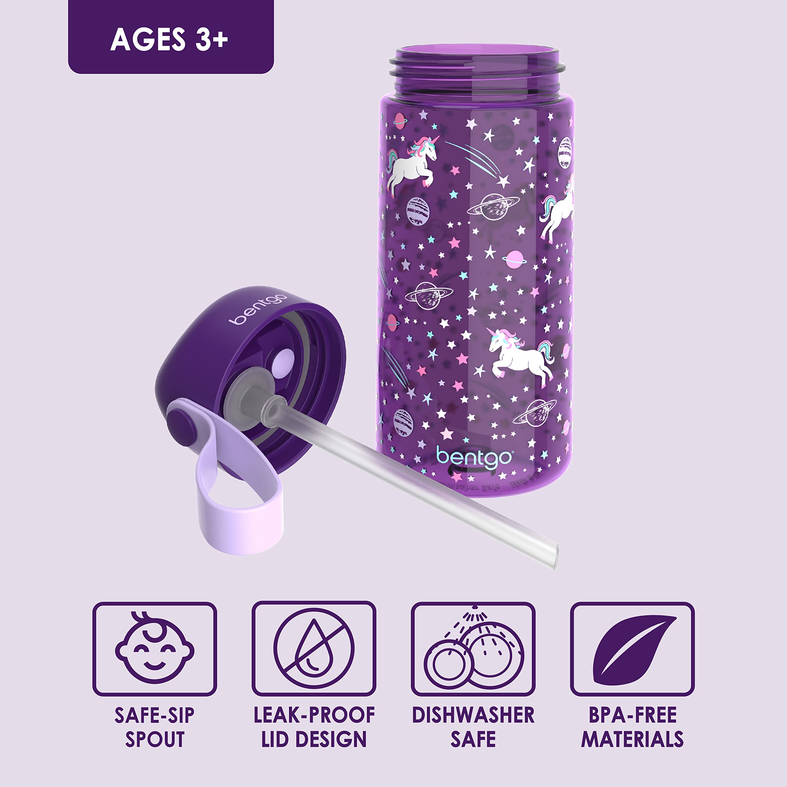 bentgo-kids-lunch-bag-set-with-water-bottle-unicorn-insulated-water-resistant-ki image 4