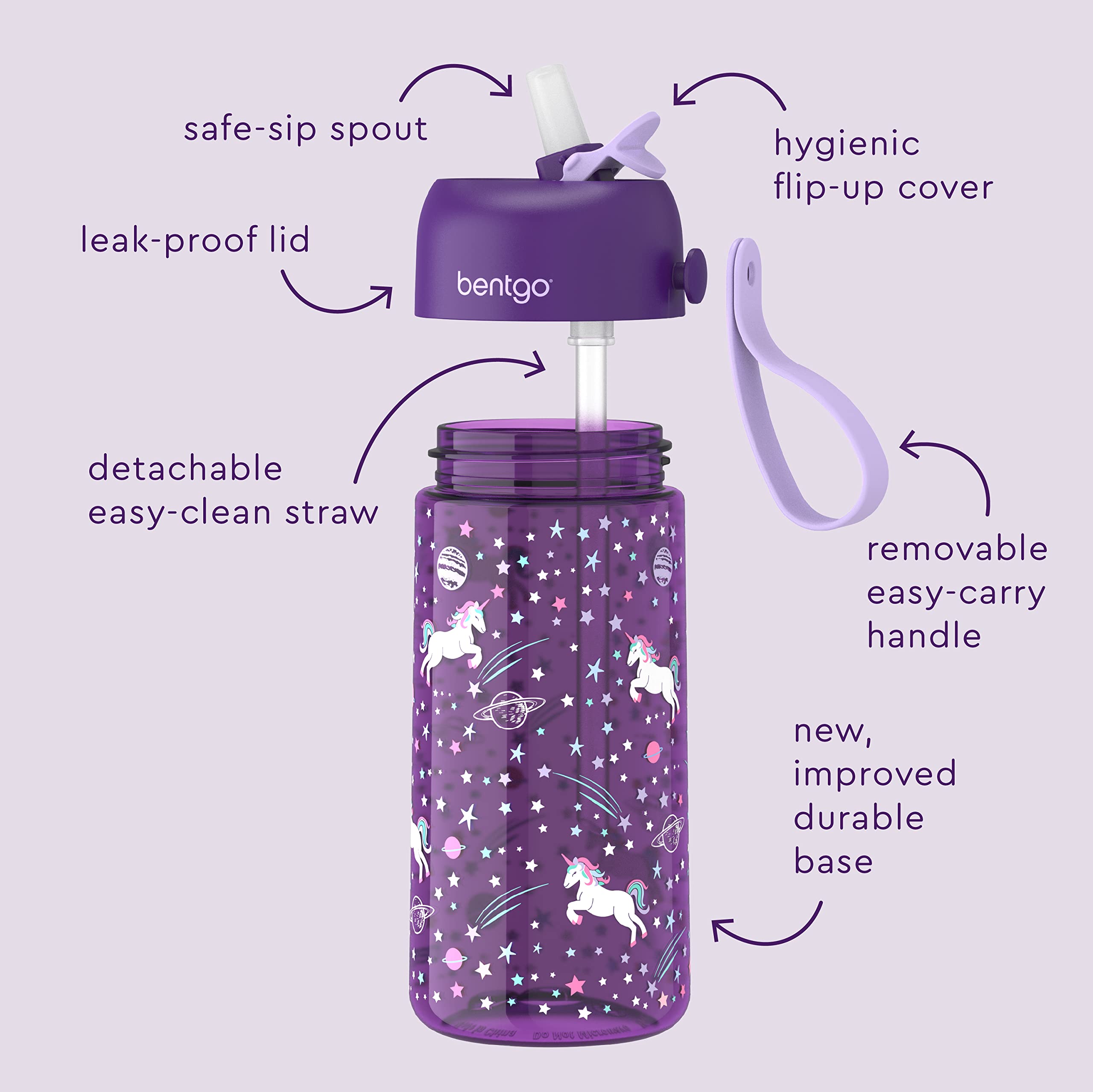 bentgo-kids-lunch-bag-set-with-water-bottle-unicorn-insulated-water-resistant-ki image 3