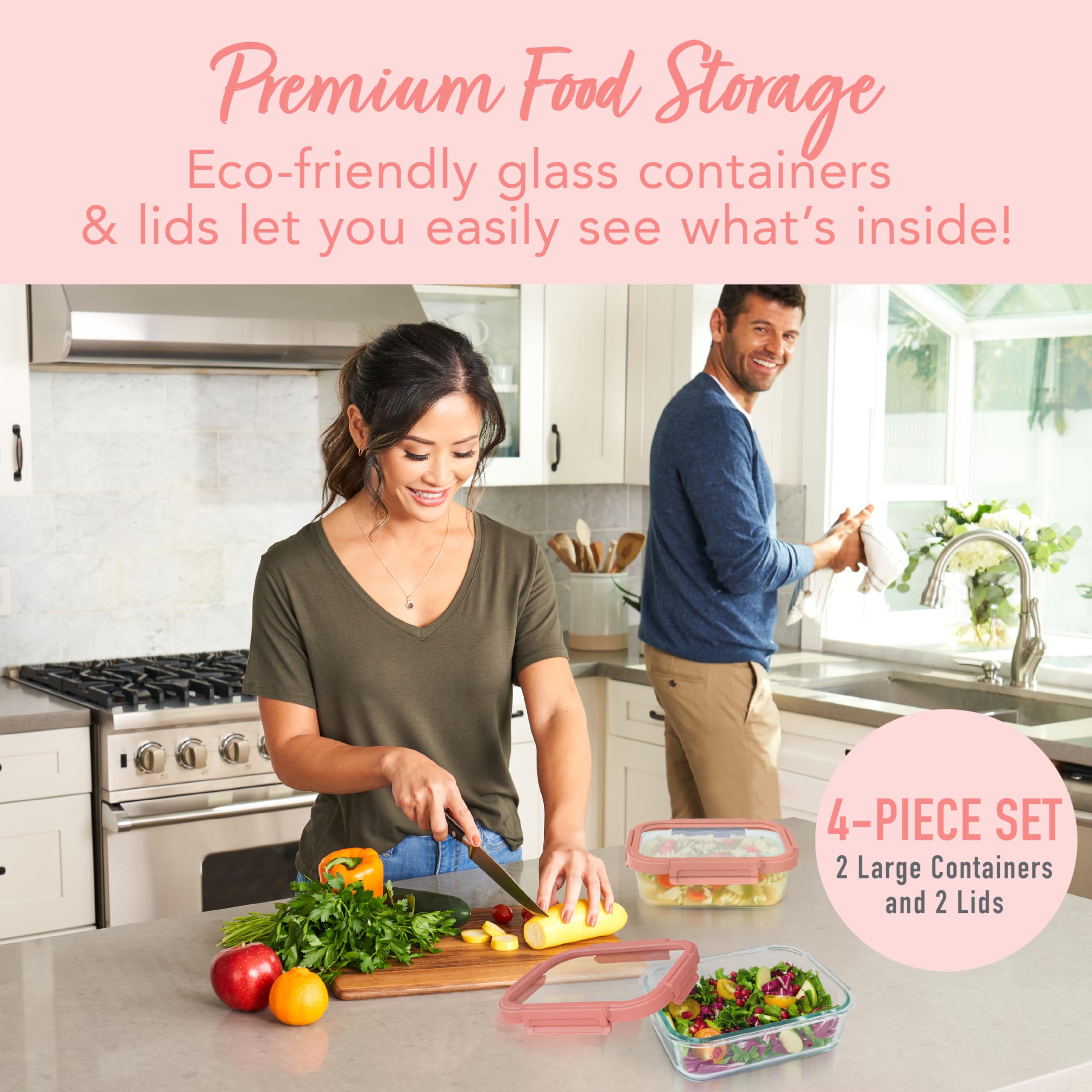 bentgo-glass-leak-proof-food-storage-set-coral-wash-4-piece-stackable-1-compartm image 2