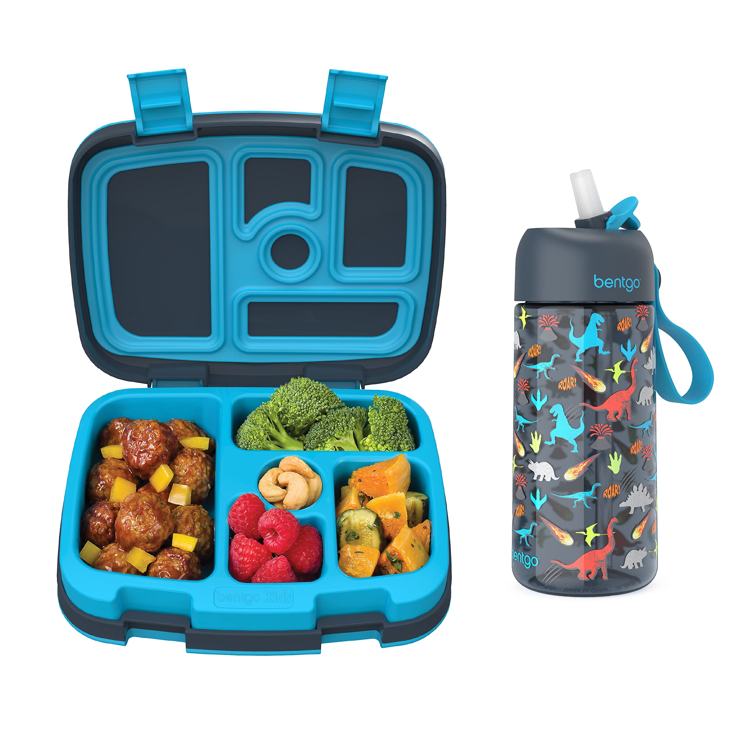bentgo-kids-prints-lunch-box-water-bottle-bundle-leak-proof-5-compartment-bento- image 1