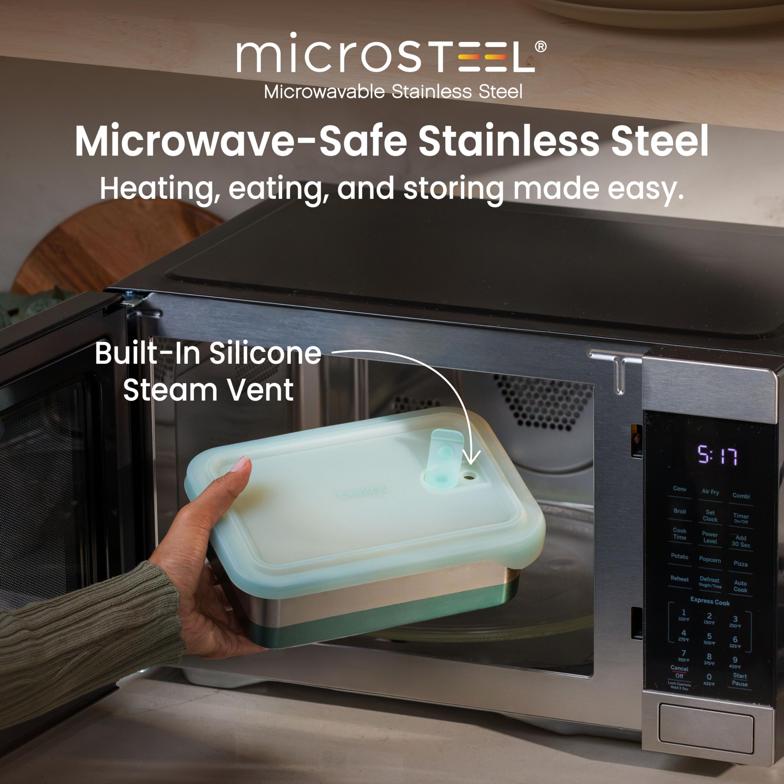 bentgo-microsteel-heat-eat-container-family-size-8-5-cup-microwave-safe-stainles image 2