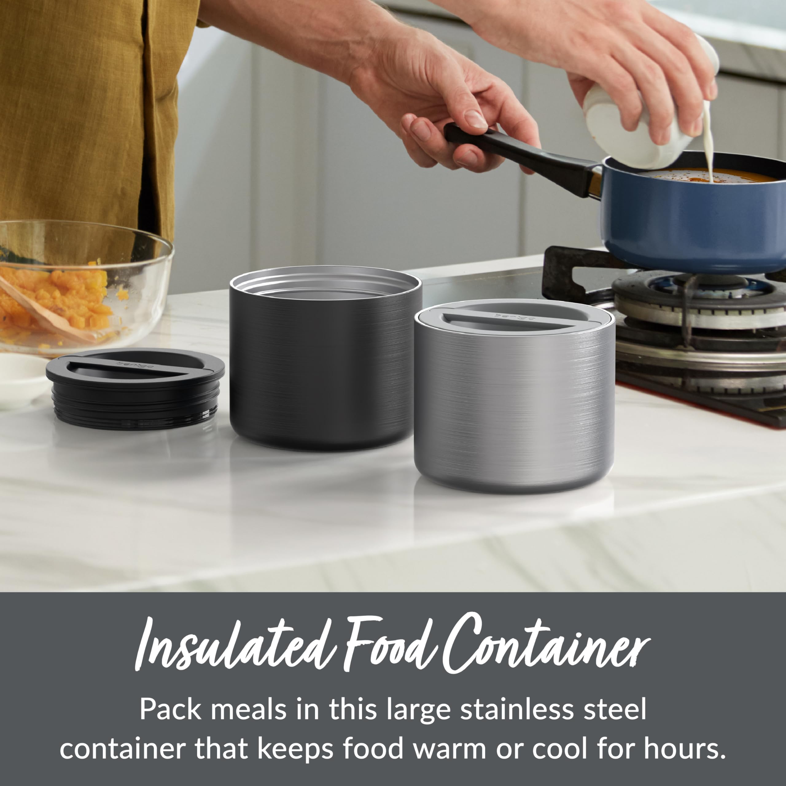 bentgo-stainless-steel-food-canister-and-deluxe-insulated-lunch-bag-set-carbon-b image 2