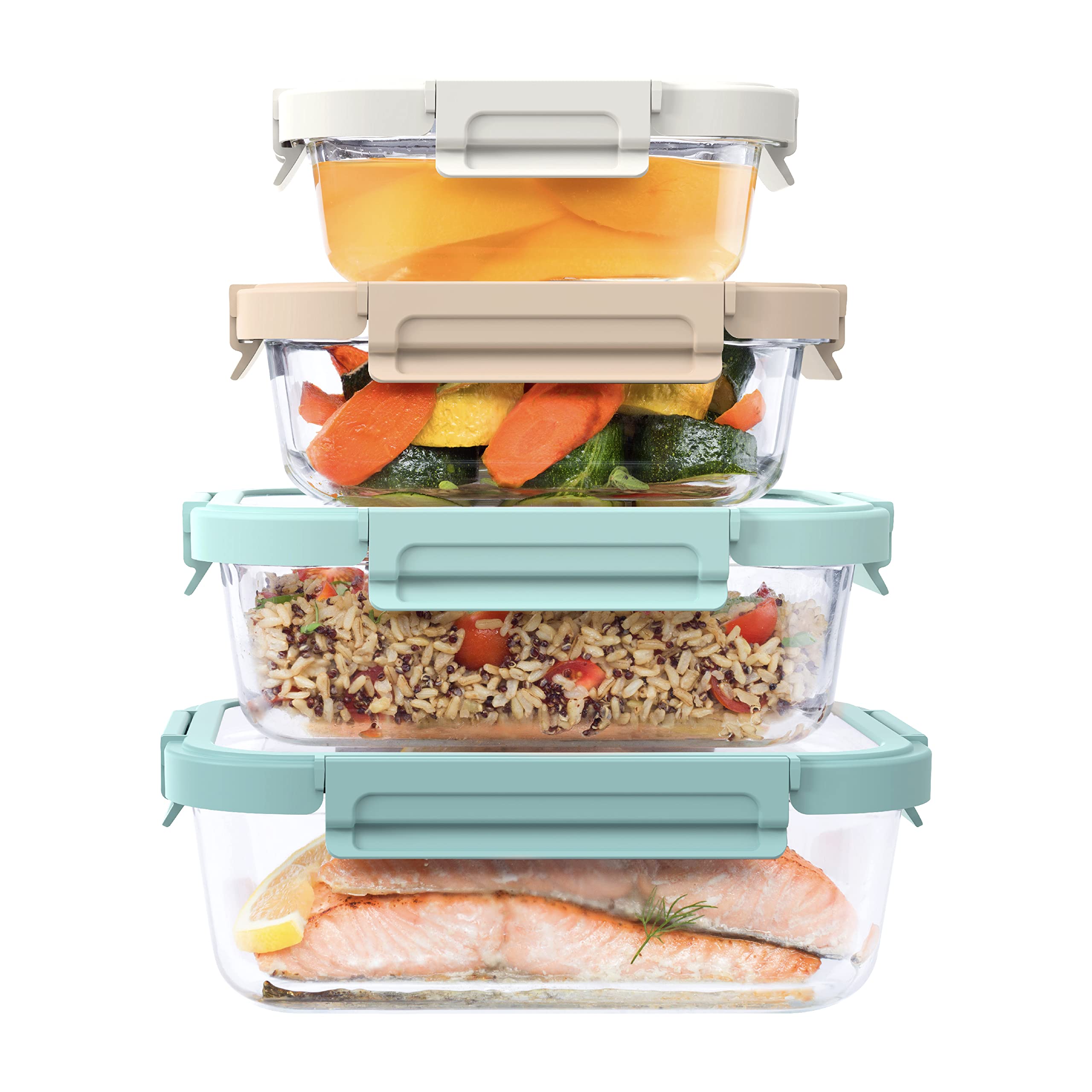 bentgo-glass-leak-proof-food-storage-set-8-piece-stackable-1-compartment-meal-pr image 1