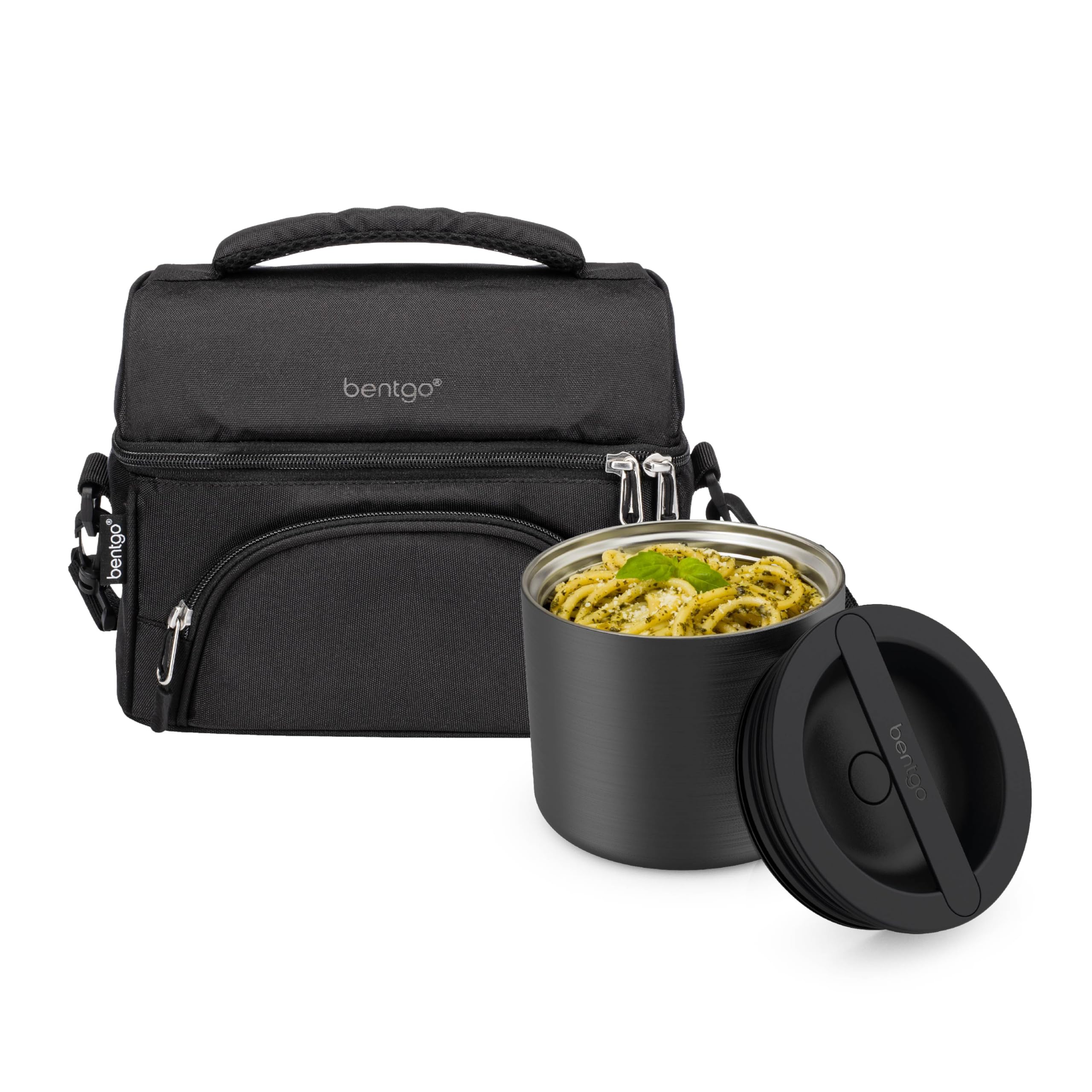 bentgo-stainless-steel-food-canister-and-deluxe-insulated-lunch-bag-set-carbon-b image 1