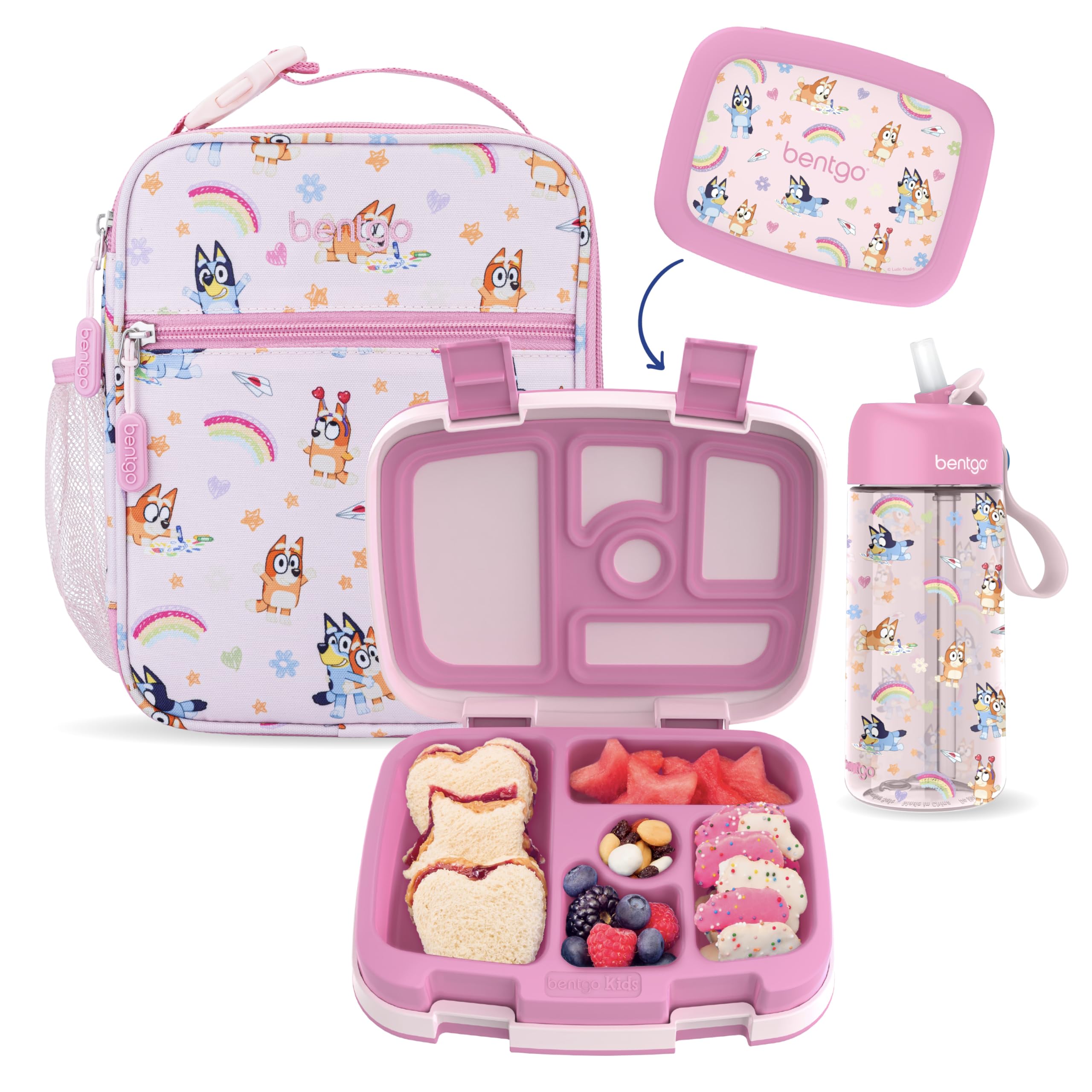 bentgo-bluey-3-piece-lunchtime-trio-set-leak-proof-5-compartment-kids-bento-lunc image 1